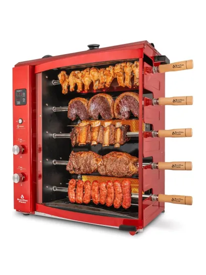 Brazilian Flame Churrasco? Gas Rotisserie Oven Grill Roaster with Auto Rotating Skewers for Rotisserie Chicken Brazilian Style BBQ and Churrasco Shawarma Machine Propane Grill - 2024 Series