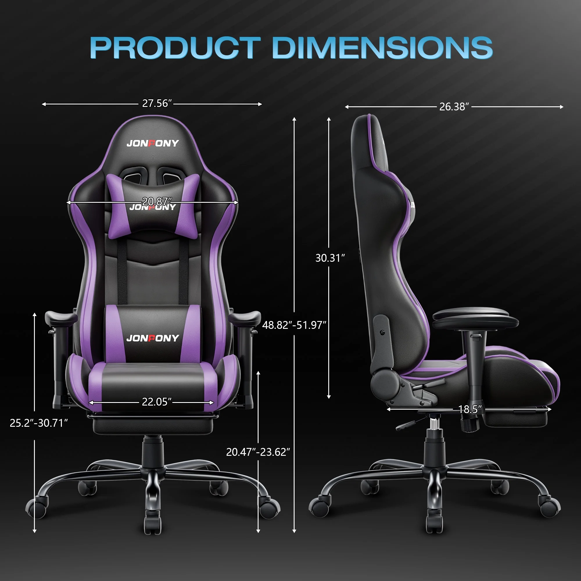 JONPONY Big and Tall 500LBS Gaming Chair, Ergonomic Design, Gamer Chair PU Leather with Footrest and Lumbar Support, High Back Office Chair Support 8 Hours Long Sitting, Computer Chair,Red - Image 37