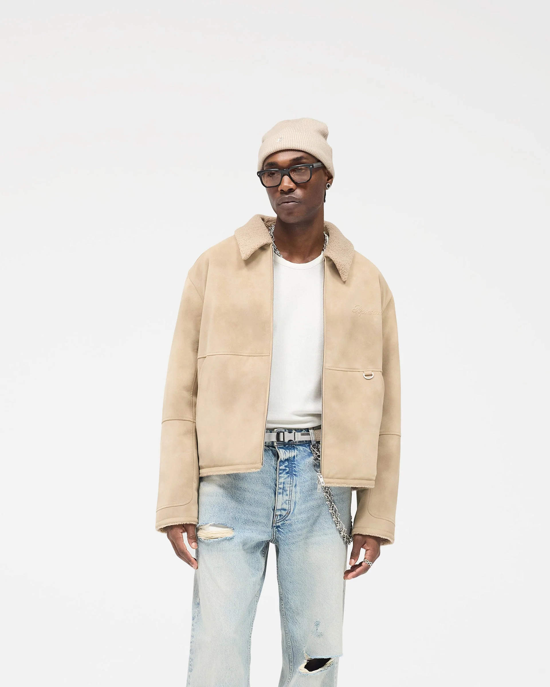 Faux Shearling Jacket - Cafe