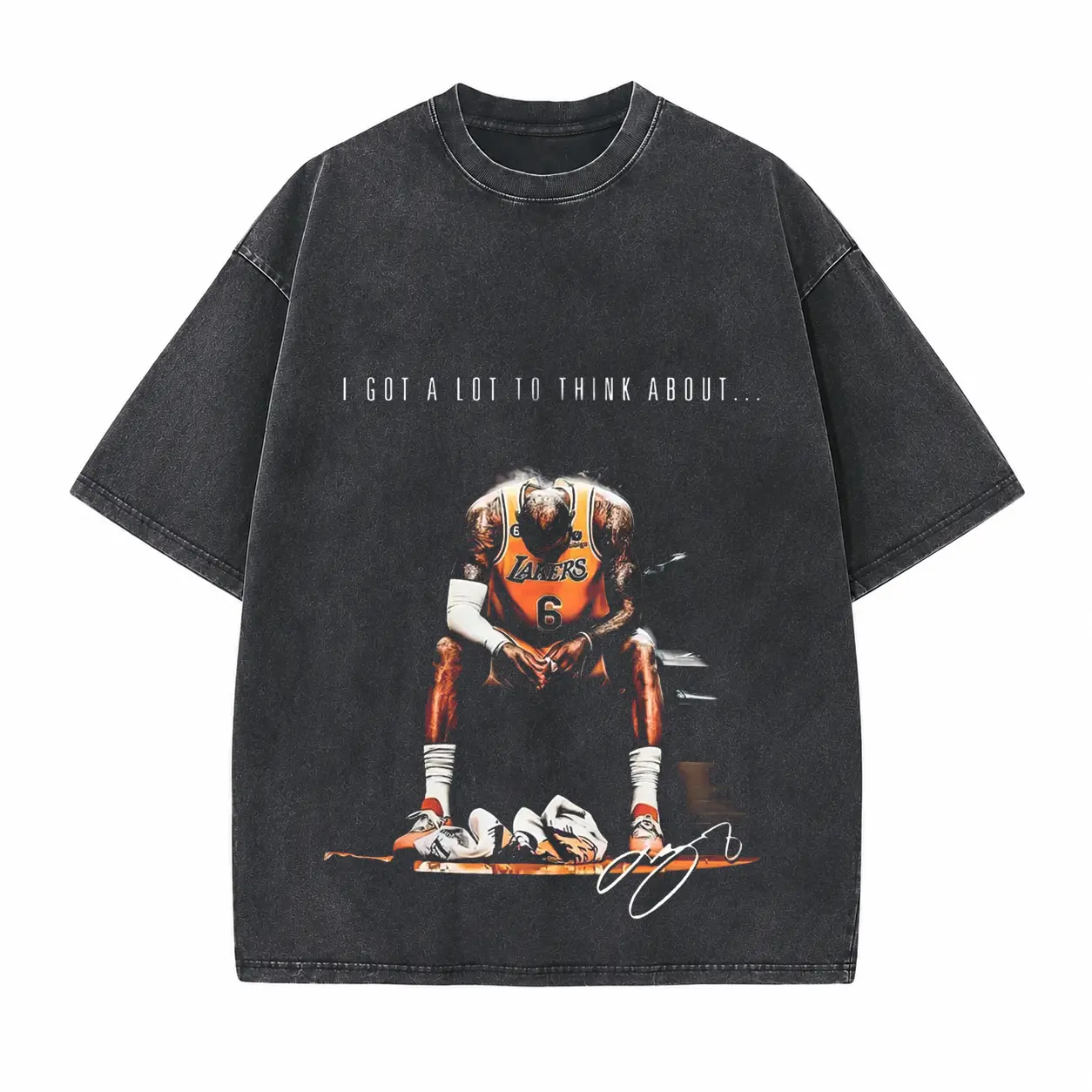 Retro Number 6 Graphic Printed Unisex Washed T-Shirt