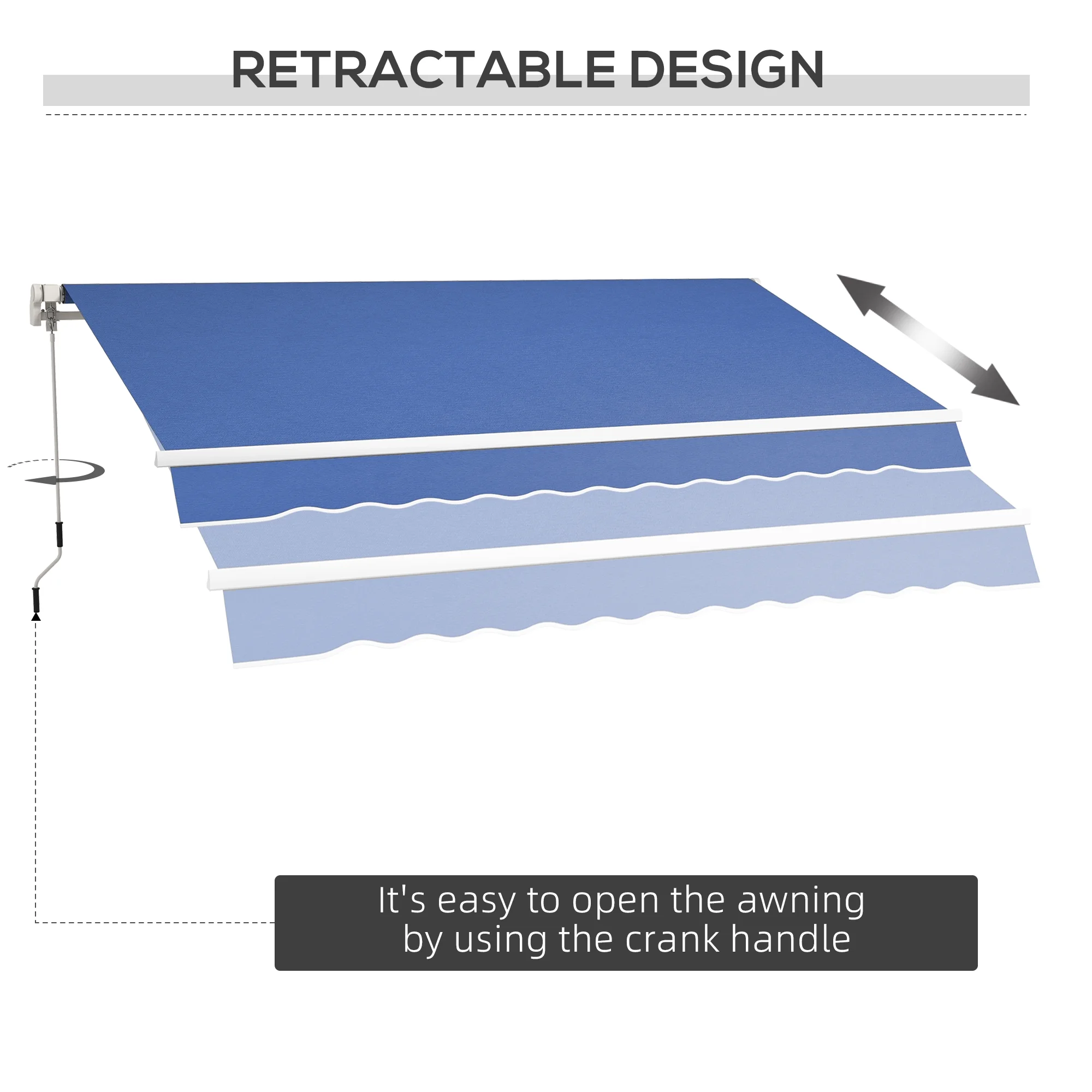 Outsunny 12' x 10' Manual Retractable Awning Outdoor Sunshade Shelter for Patio, Balcony, Yard, with Adjustable & Versatile Design, Beige and White - Image 80