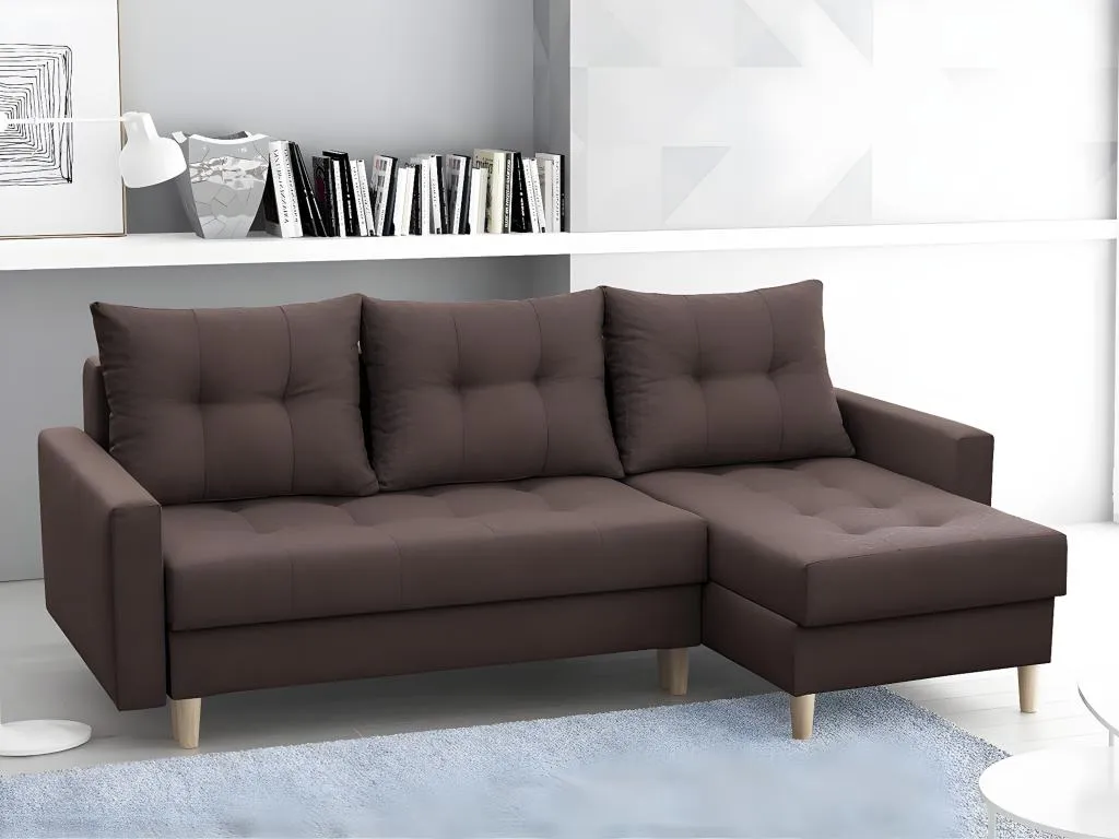 Sofá rinconero Sancaldeco 100 Marrón Función de descanso Caja de ropa de cama 222x140cm TLZC12745