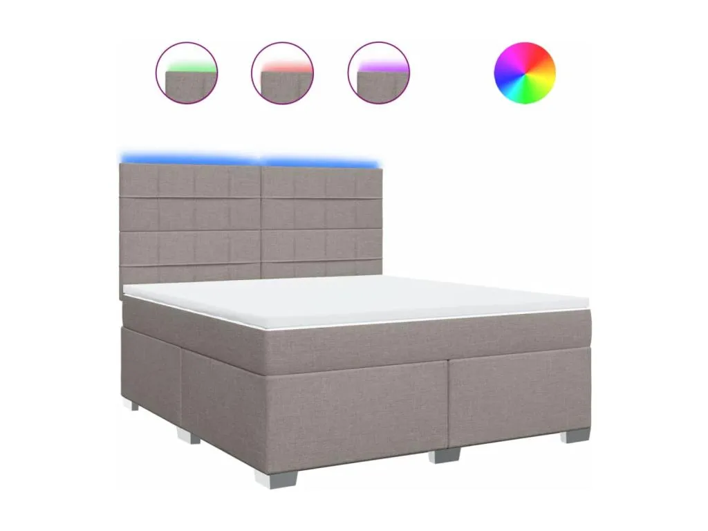 Cama box spring con colchón tela gris taupe 180x200 cm jpx3521172