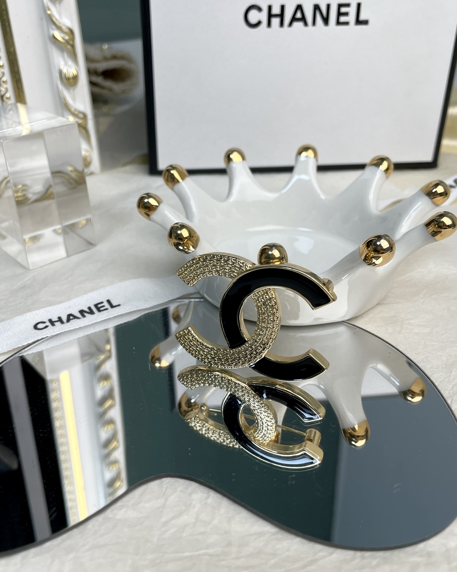 Black and Gold Chanel Brooch - Original Replica Club