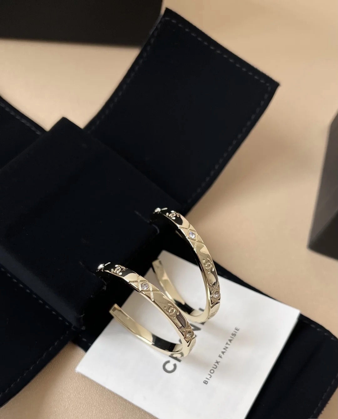 Chanel Light Gold Large Hoop CC Earrings - Original Replica Club