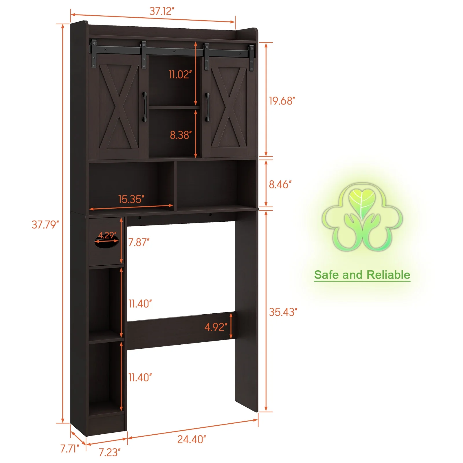Over The Toilet Storage Cabinet, Farmhouse Storage Cabinet Over Toilet with Sliding Doors-Home Space-Saving Toilet Rack, for Bathroom, Restroom, Laundry - Image 19
