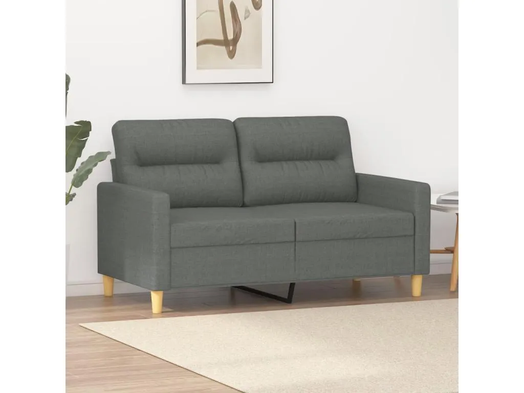 Sofá de 2 plazas de tela gris oscuro 120 cm