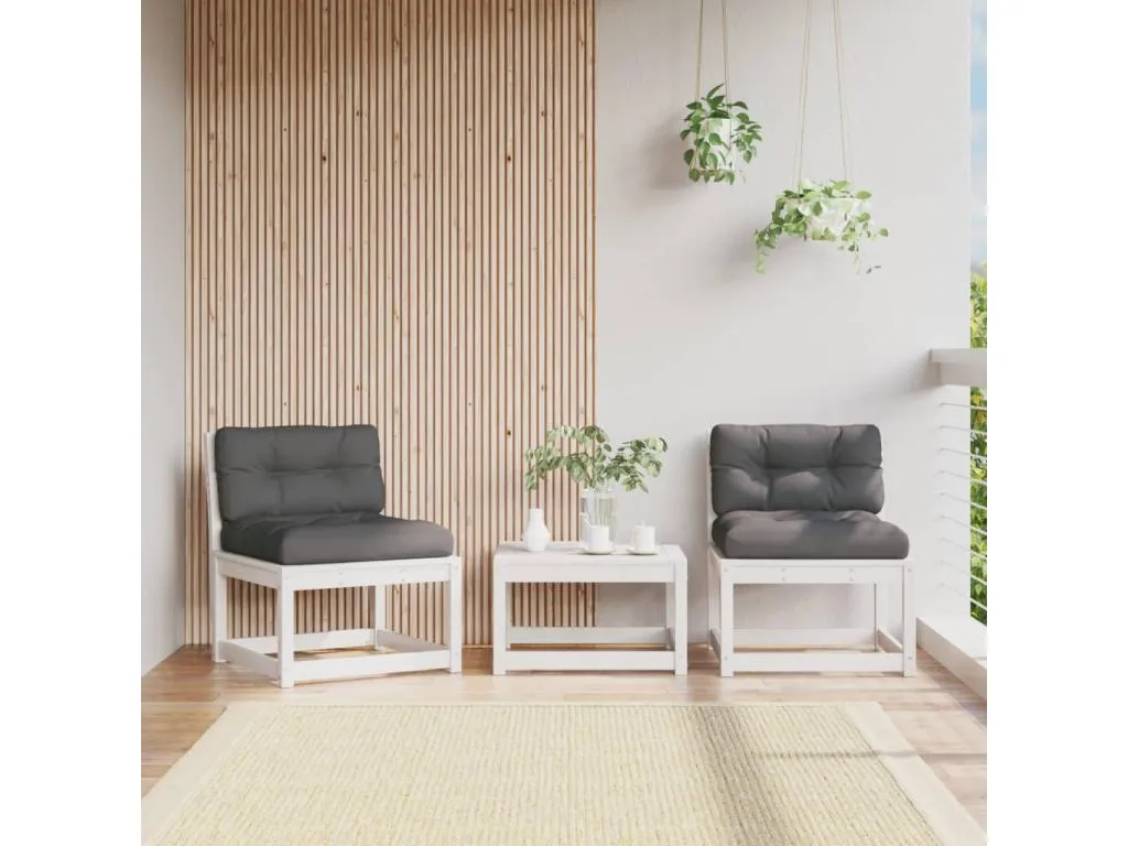 Sofás de jardín con cojines 2 uds Alkifurniturees maciza de Alkifurniturees blanco AZQQ36322
