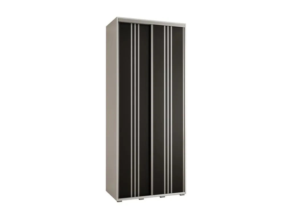 Armario Davos 6 corredero 235,2x120x60 cm 2 puertas blanco y negro con detalles plata kwf3168724