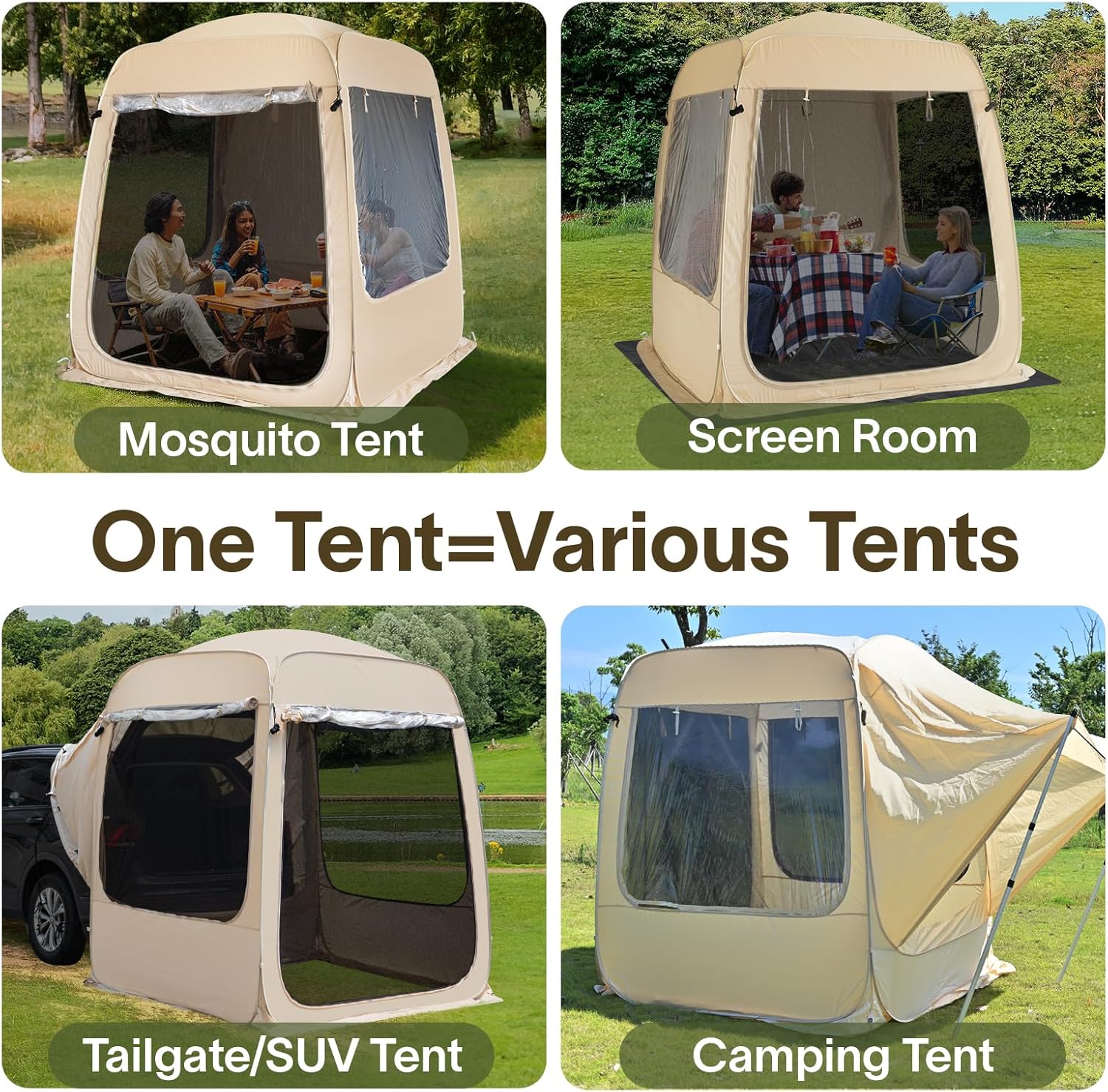 Screen gazebo sleeps 6-10-15 people Igloo-style canopy tent mosquito net on the sides Perfect