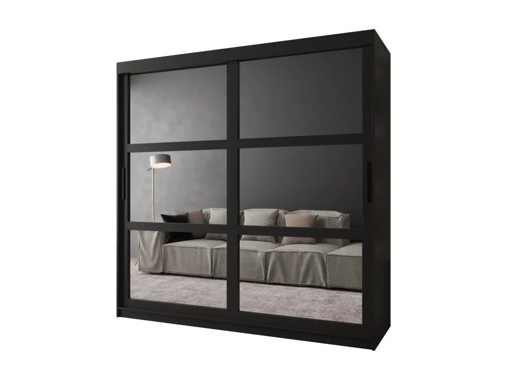 ARMARIO MIROR DE PUERTAS CORREDERAS 200/200/62 2 puertas (negro) tzoj63449