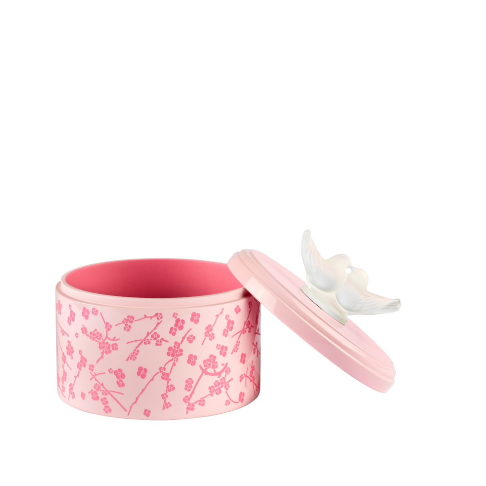 BOÎTE FLEURS DE CERISIER MOYEN MODÈLE - CRISTAL INCOLORE, BOIS LAQUÉ ROSE