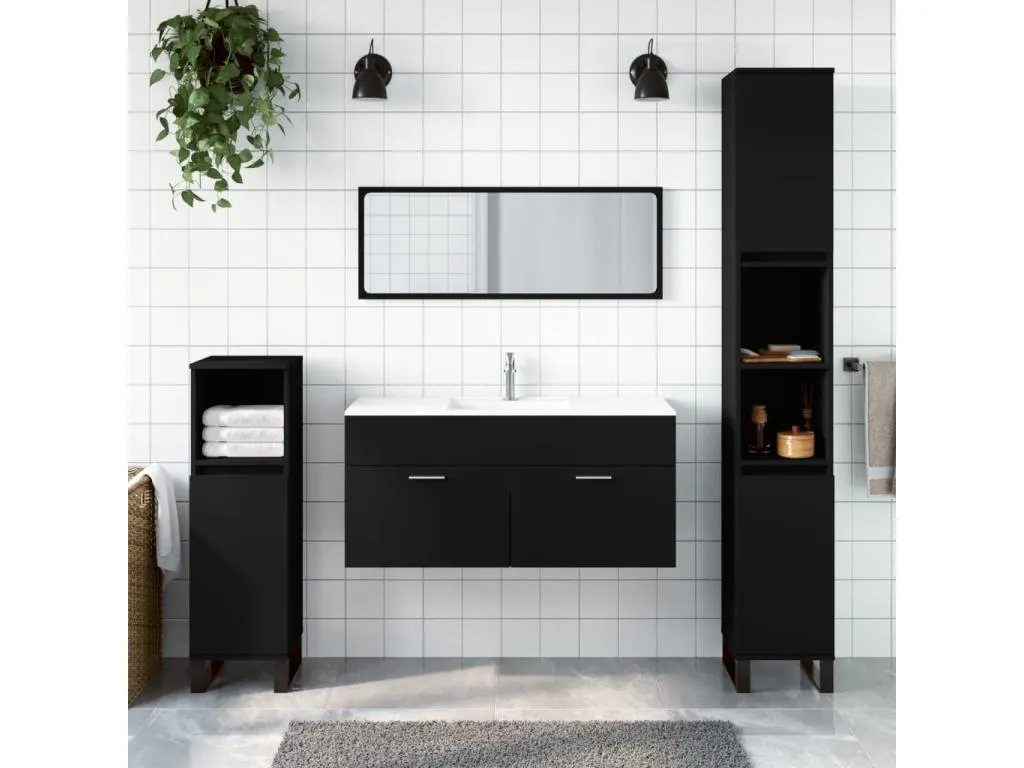Armario de baño con espejo Patriciabaezcasa de ingeniería negro