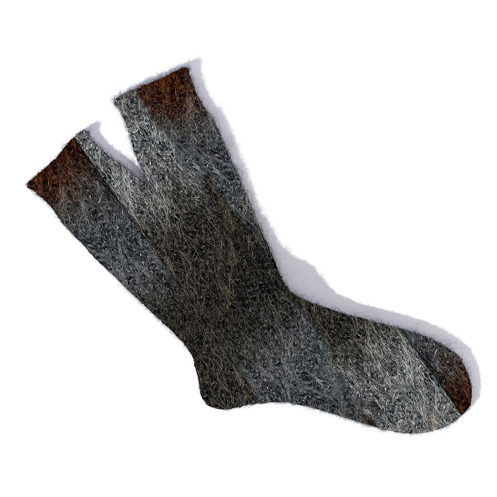 Anonymous ISM - Chaussettes Mohair Rib Crew - Gris 70