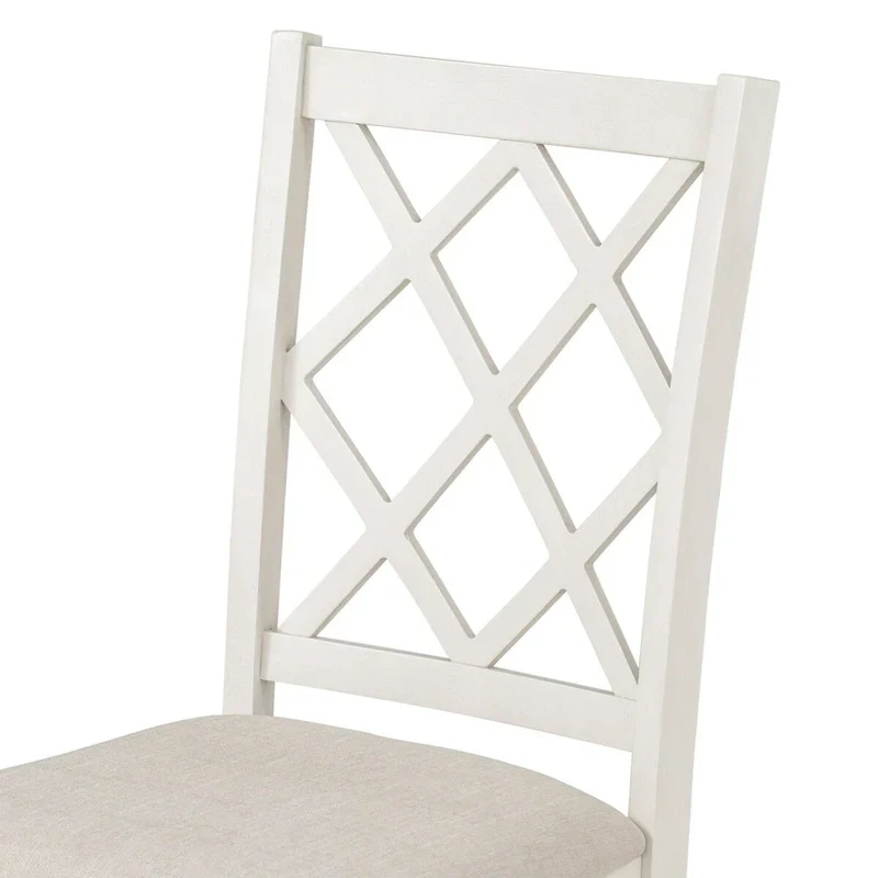 5-Piece Upholstered Chair Round Dining Table Set