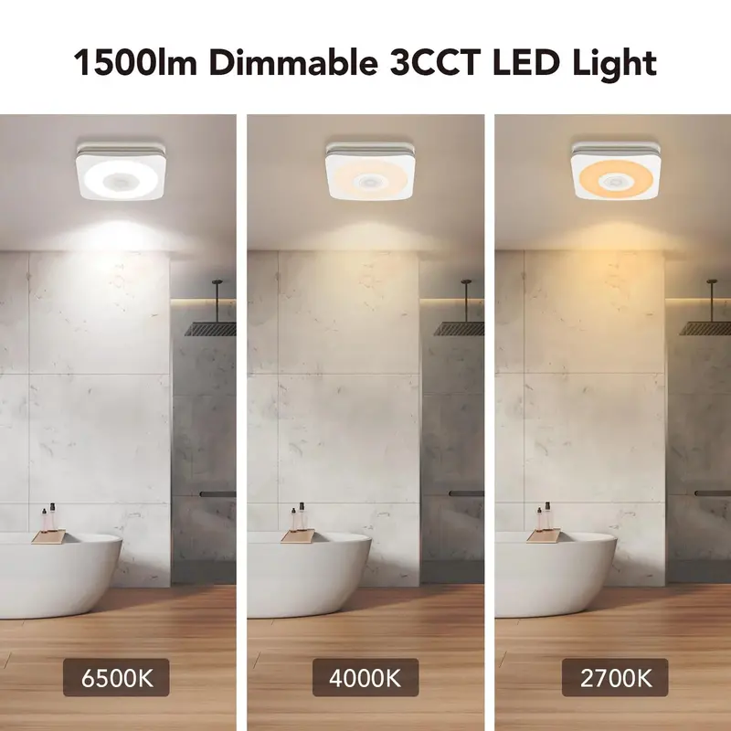 OREiN Bluetooth Bathroom Exhaust Fan With 3CCT LED Light And Speaker, 110/160 CFM - Image 4 OREiN Bluetooth Bathroom Exhaust Fan With 3CCT LED Light And Speaker, 110/160 CFM - Image 4