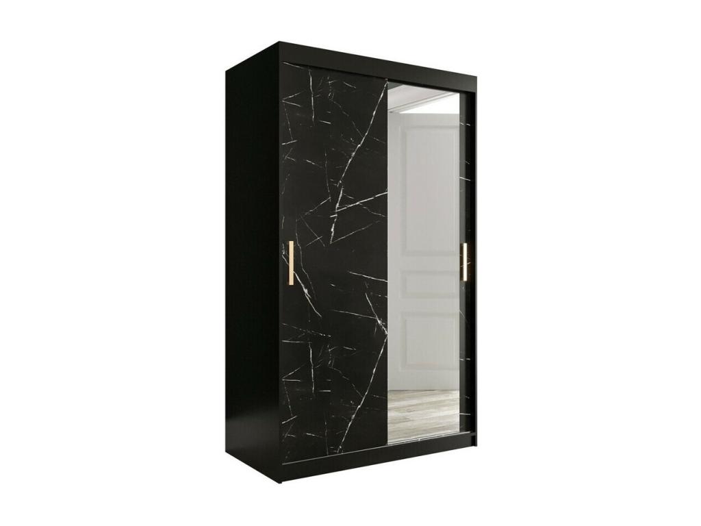 Armario Nestliq 259 - Mármol negro - Negro mate - 200x120x62cm - Número de estantes 4 00