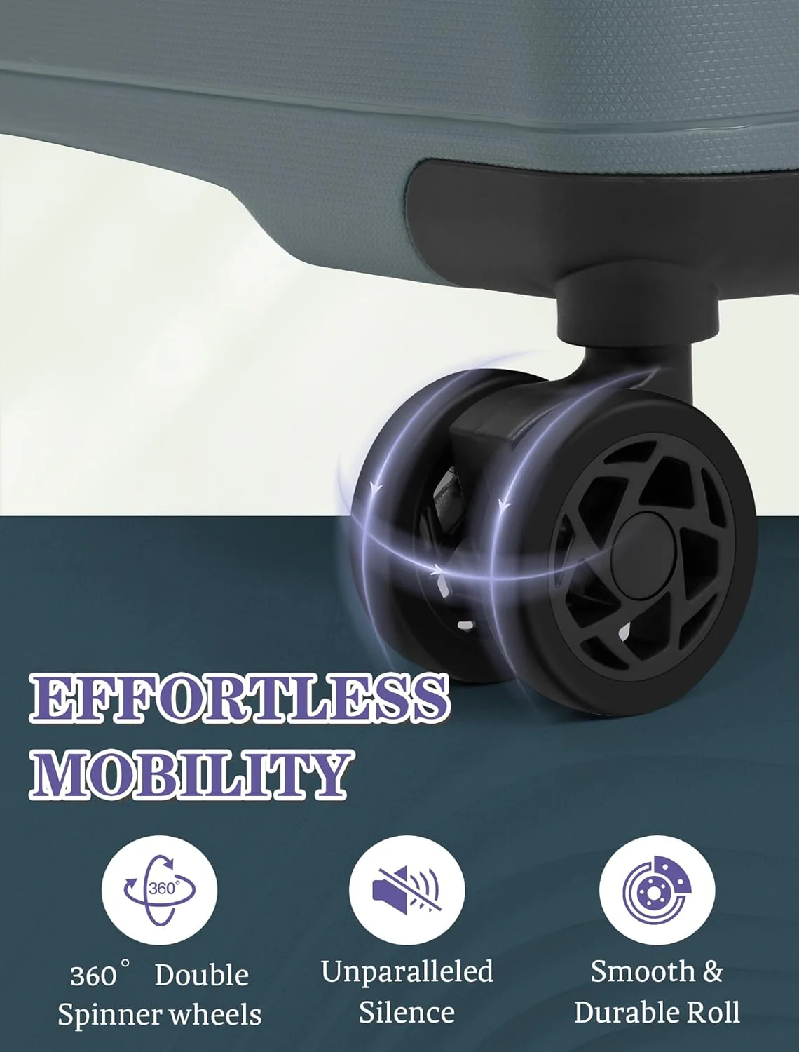 5-piece luggage set with wheels, ABS hardshell suitcase with spinner wheels