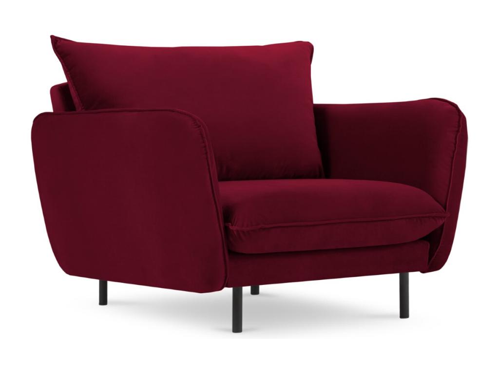 Sillón Luzssnh de terciopelo rojo - 97x94x95cm