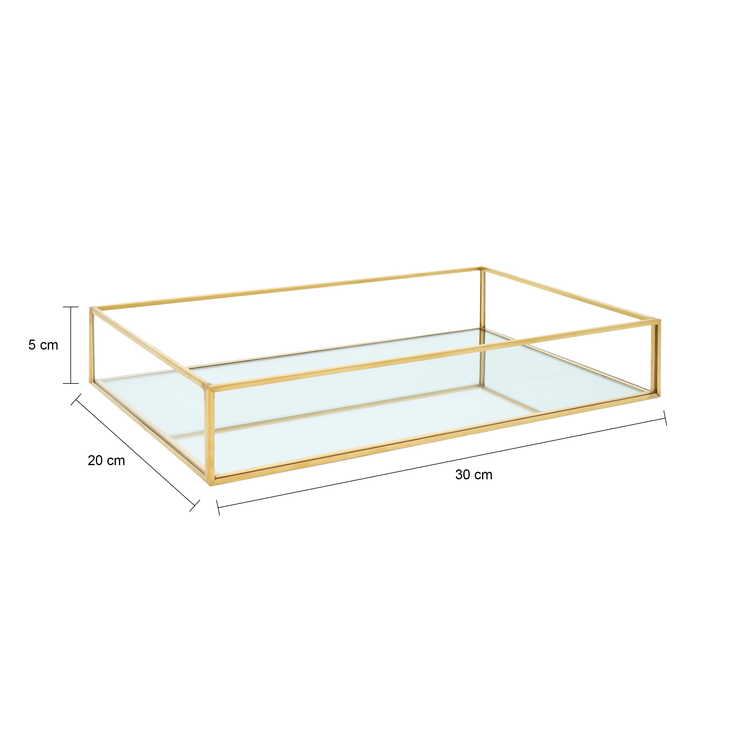QUVIO Spiegel dienblad - 30 x 20 cm - Glas - Goud