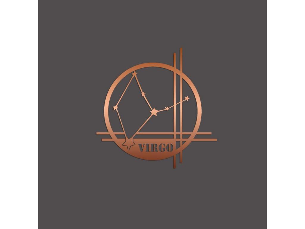 Decoración de Metal Horóscopo Virgo 10, Cobre, 40x0,15x40 cm cm, Hogarlujo