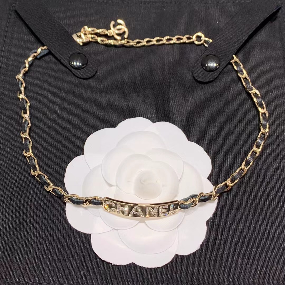 Chanel Leather Cuban Chain Choker Necklace - Original Replica Club