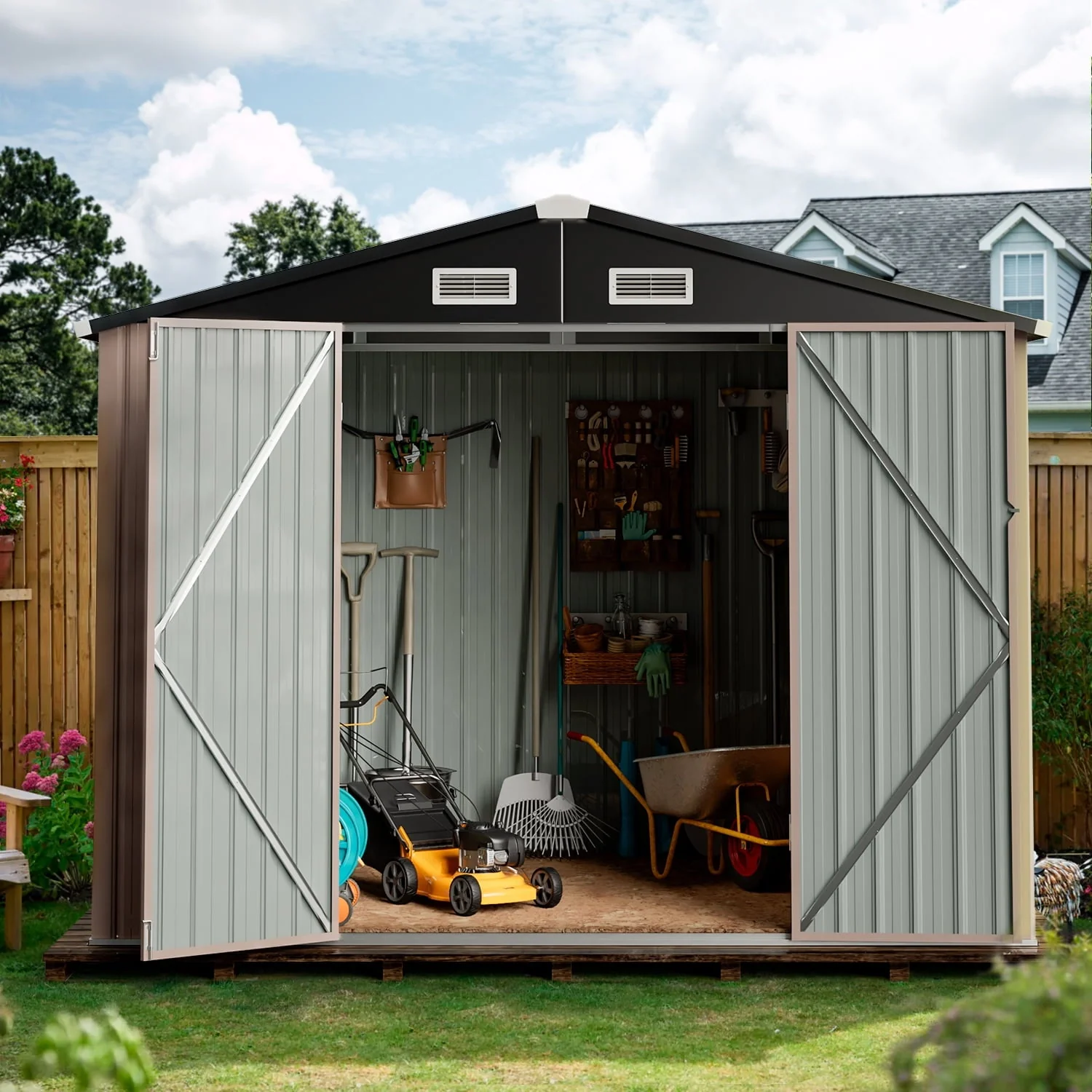 Aoxun 6 x 4 ft. Outdoor Metal Storage Shed with Lock for Backyard, Garden - Image 4
