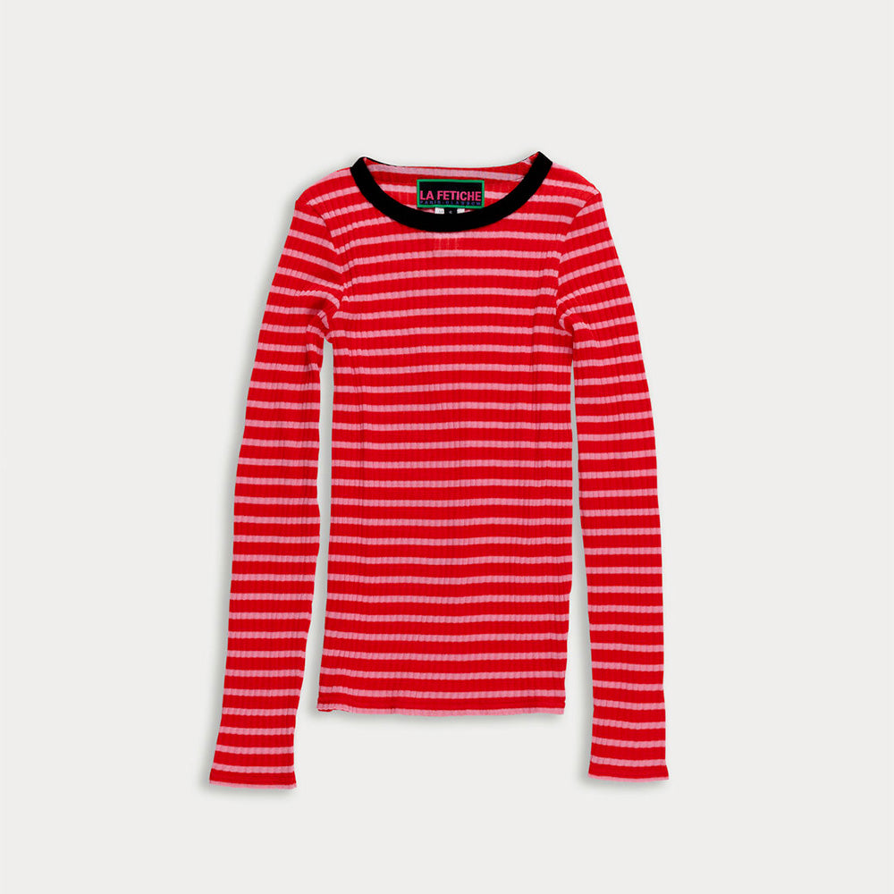 La Fetiche - T-shirt rayé Jackie - Rouge et Rose