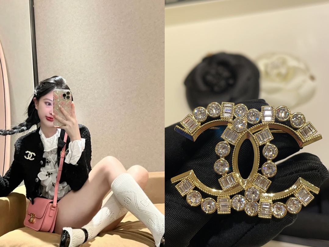 Chanel Sparkling Diamond CC Brooch - Original Replica Club