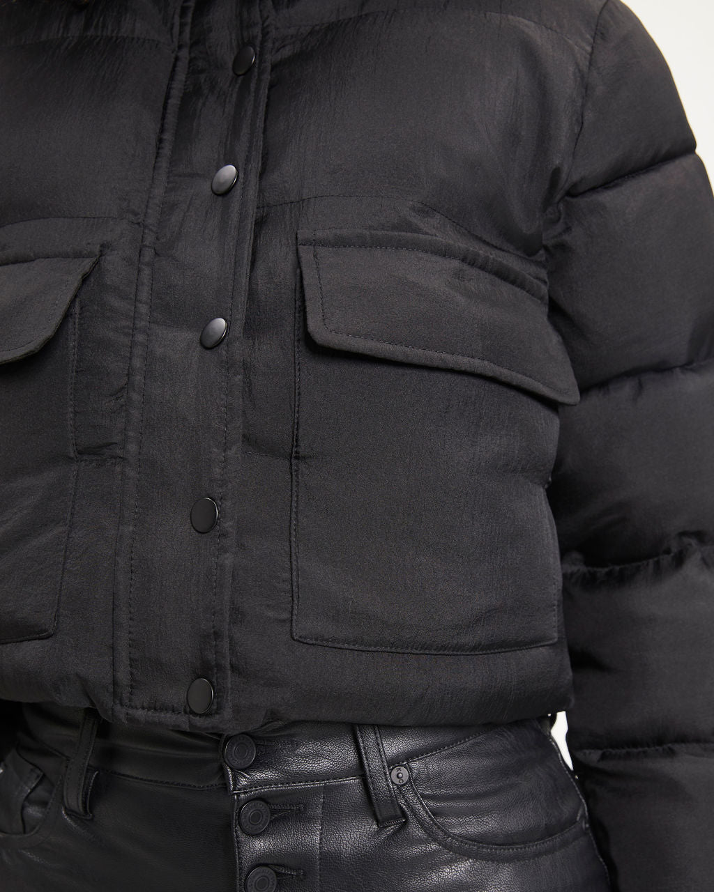Below Zero Pocketed Puff Jacket - Black - Se7enfashion
