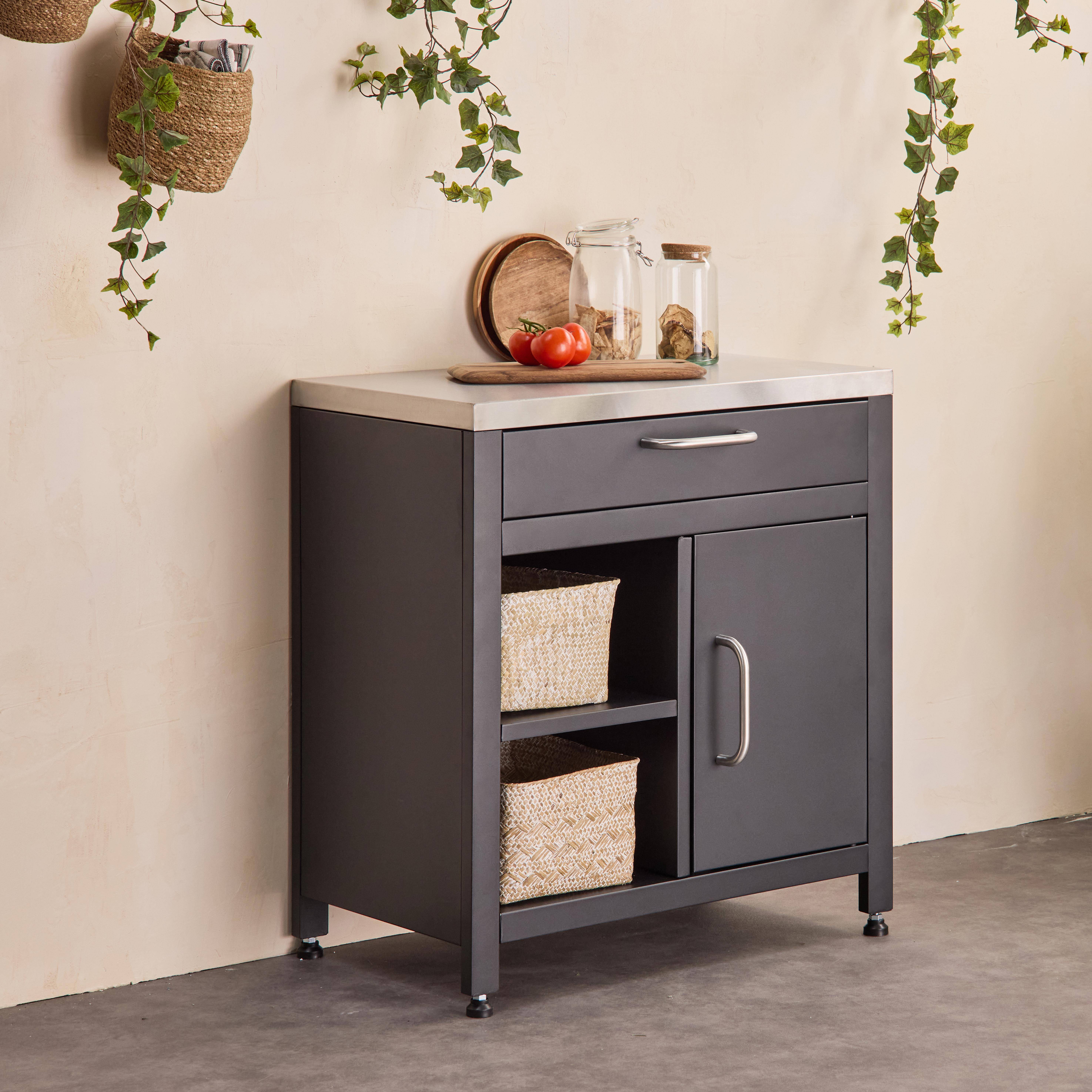 Grimaud - Cocina exterior de acero 1 cajón y 1 puerta, 80cm