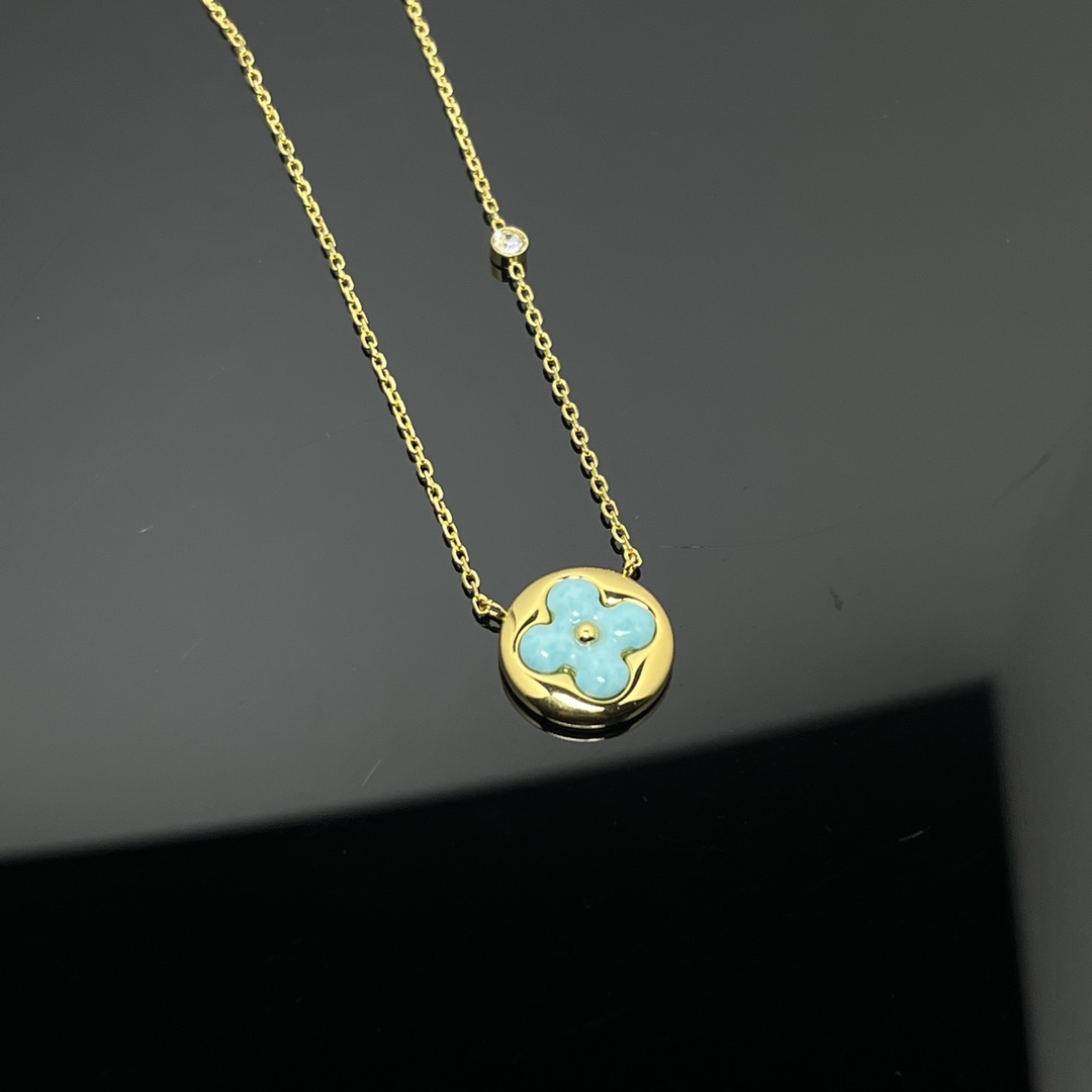 Louis Vuitton Blue Amazonite Sun Blossom Pendant Necklace - Original Replica Club