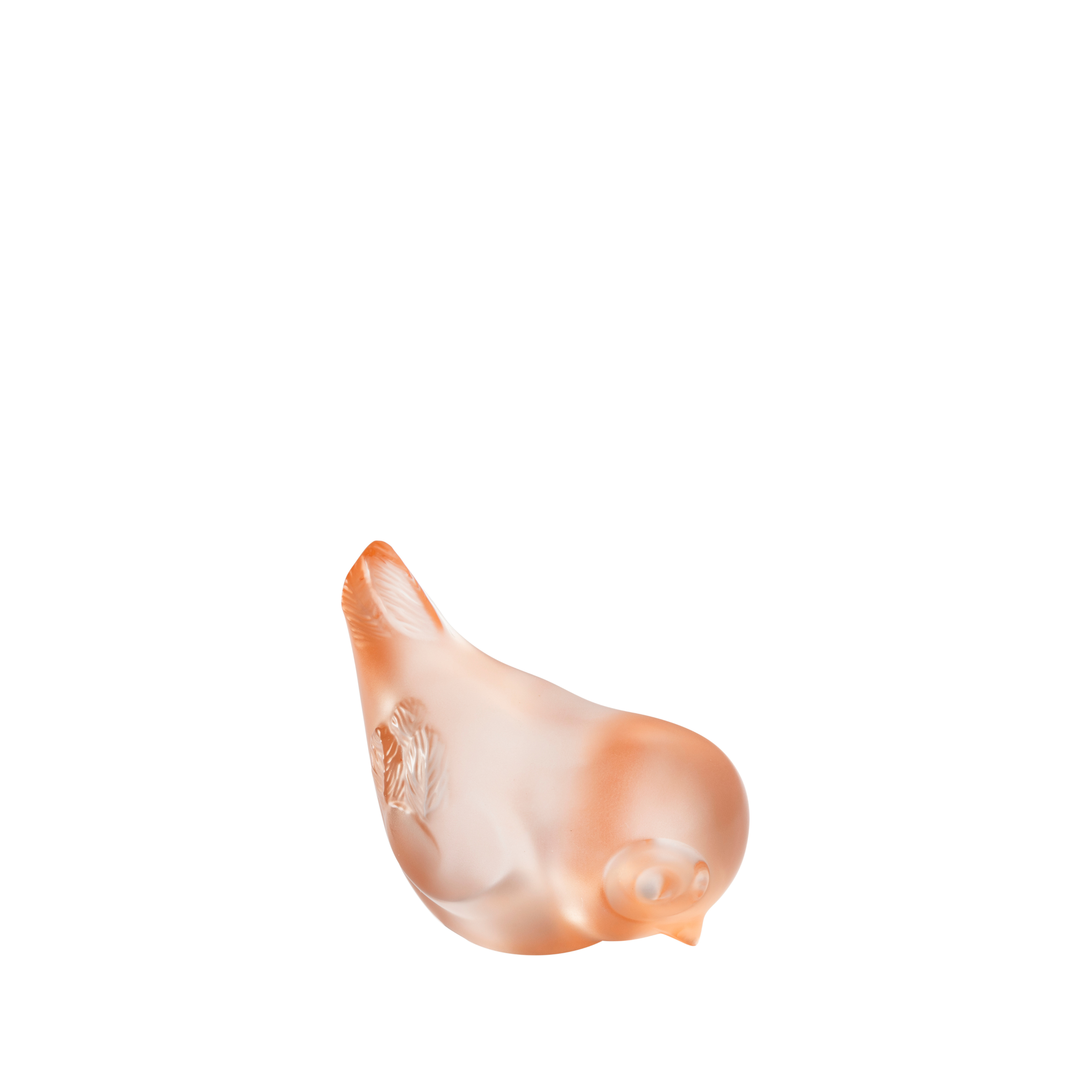 SCULPTURE PIOU-PIOU TÊTE BAISSÉE - CRISTAL INCOLORE PATINÉ CORAIL