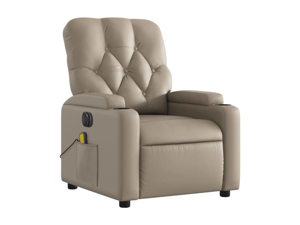 Sillón reclinable de masaje eléctrico cuero sintético capuchino