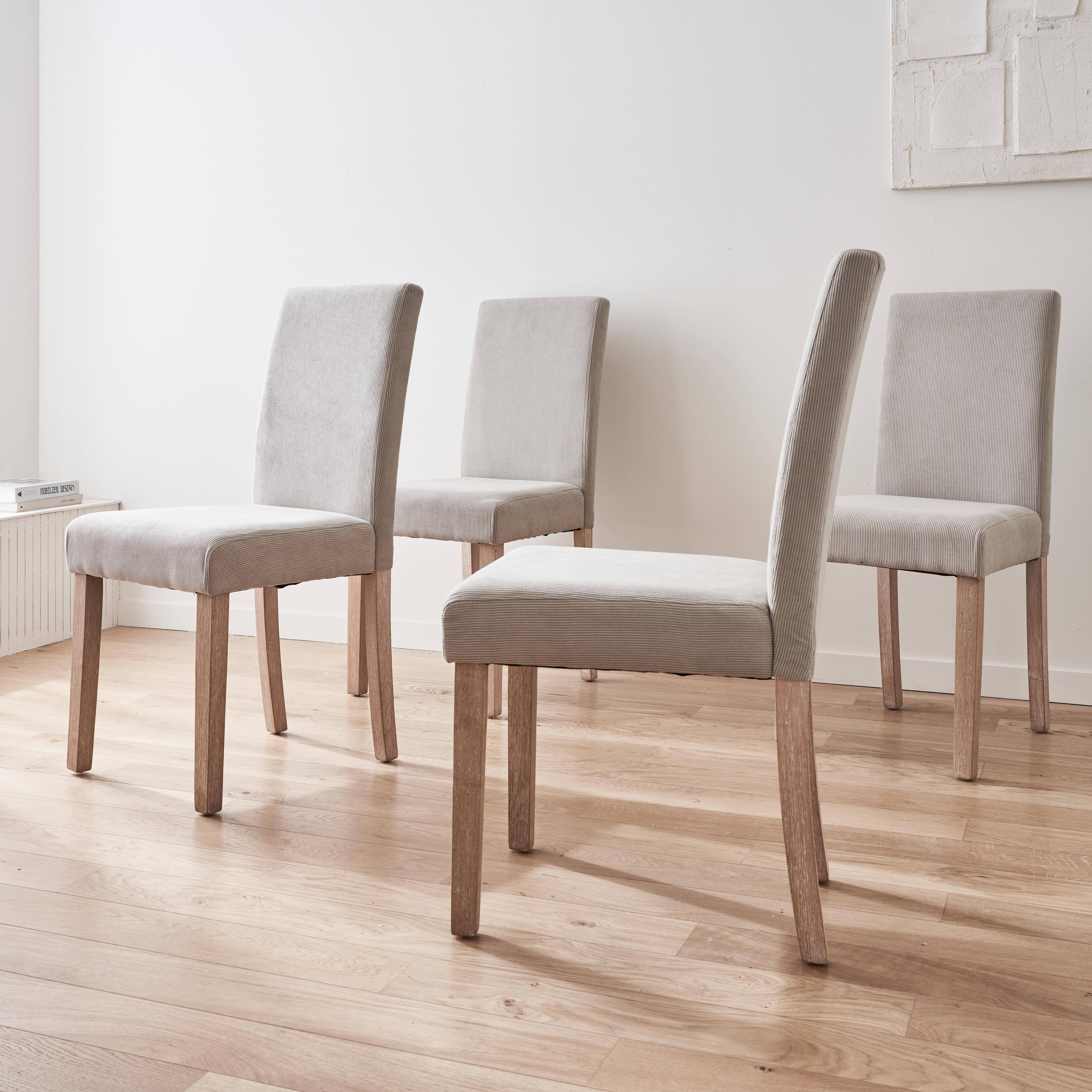 Rita - Silla de madera y terciopelo de pana fina, set de 4