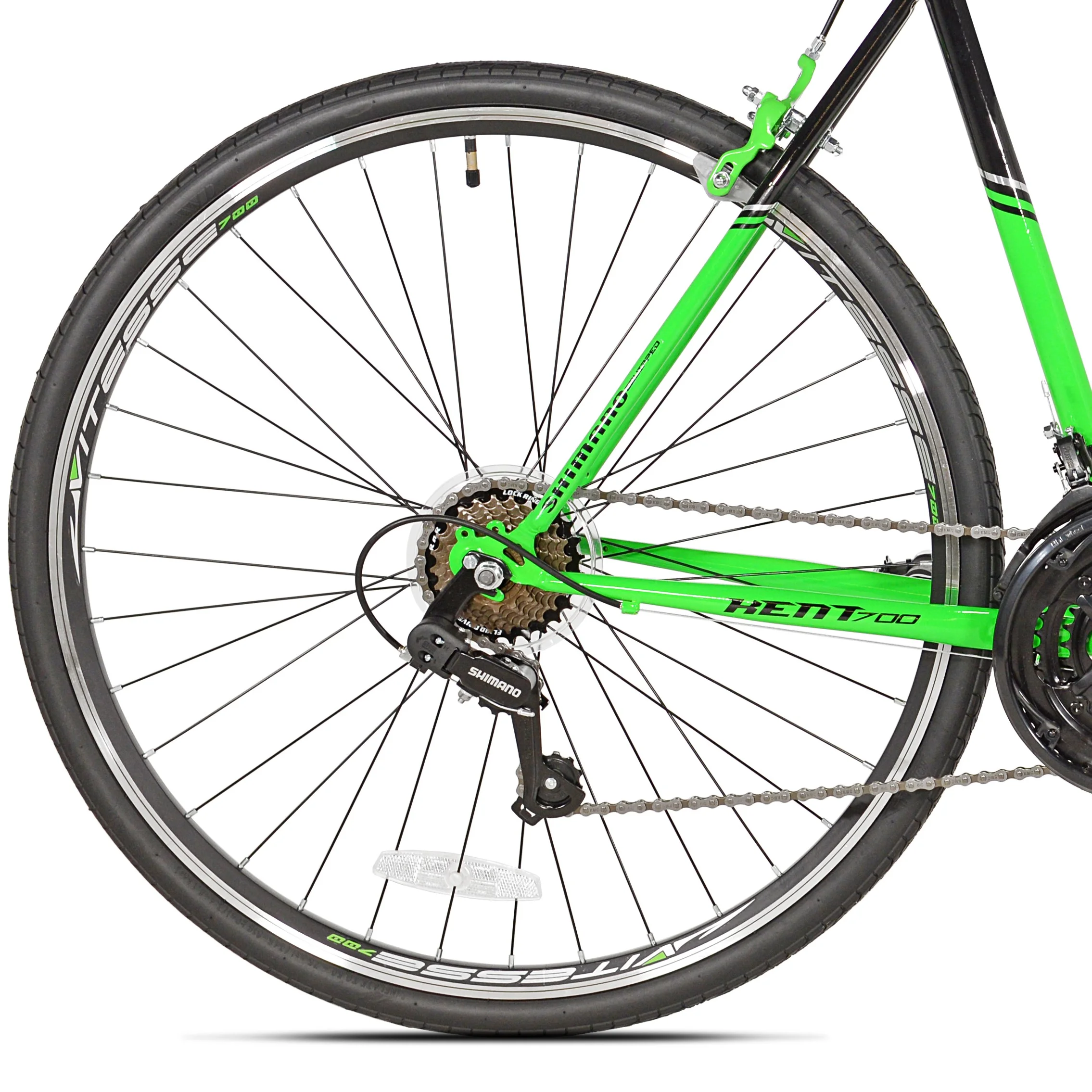700c RoadTech Men's Bike, Black/Green - Image 5