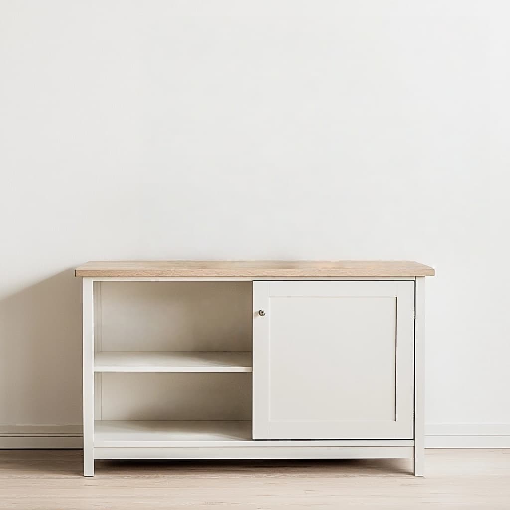 Mueble Almacenamiento Blanco Madera Roble Forma Rectangular 120x40x85 cm