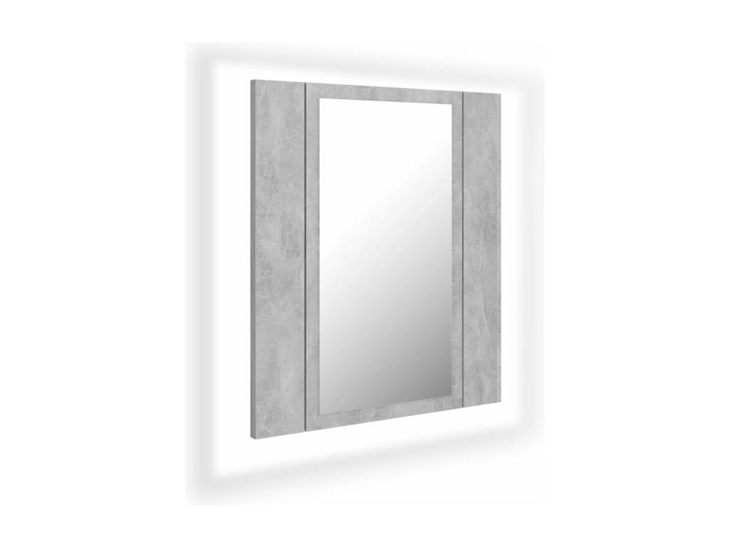 Armario espejo baño luz LED acrílico gris hormigón 40x12x45 cm