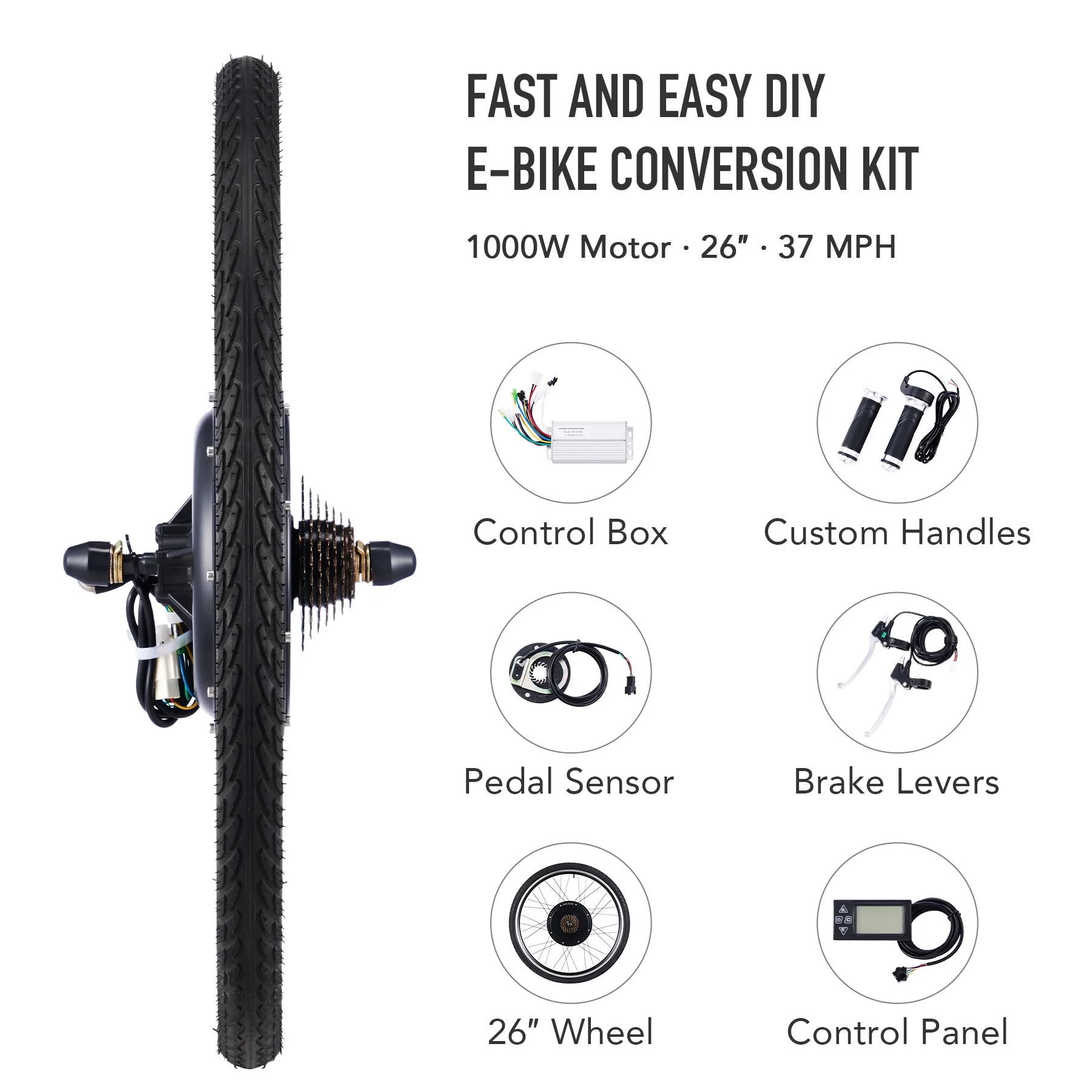 Viribus Electric Bike Conversion Kit 26" Rear Wheel 1000W Hub Motor LCD eBike DIY Set - Image 14