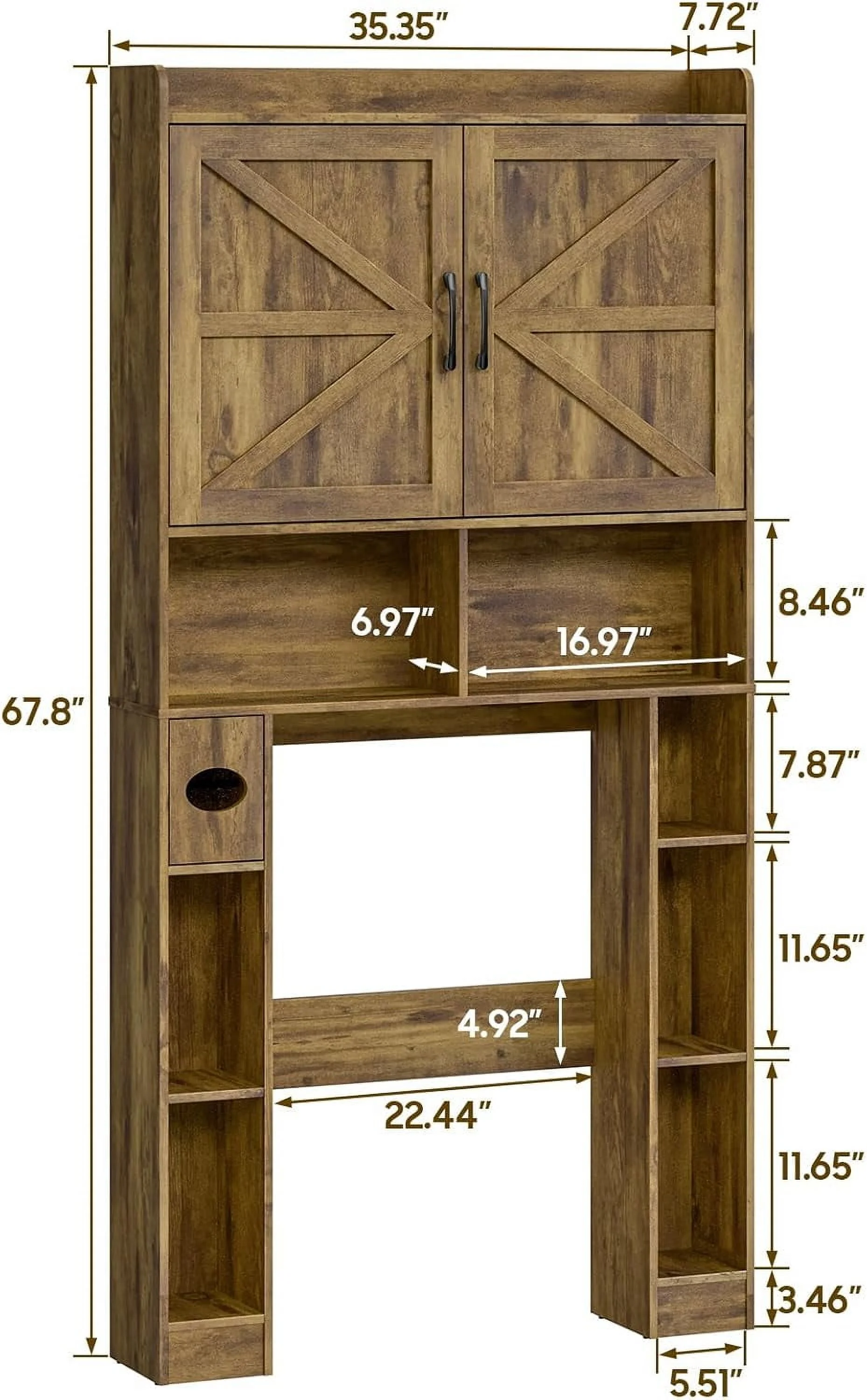 Vabches Over The Toilet Storage Cabinet with Toilet Paper Holder Stand, Above Toilet with Adjustable Shelf & 2 Doors - Image 26