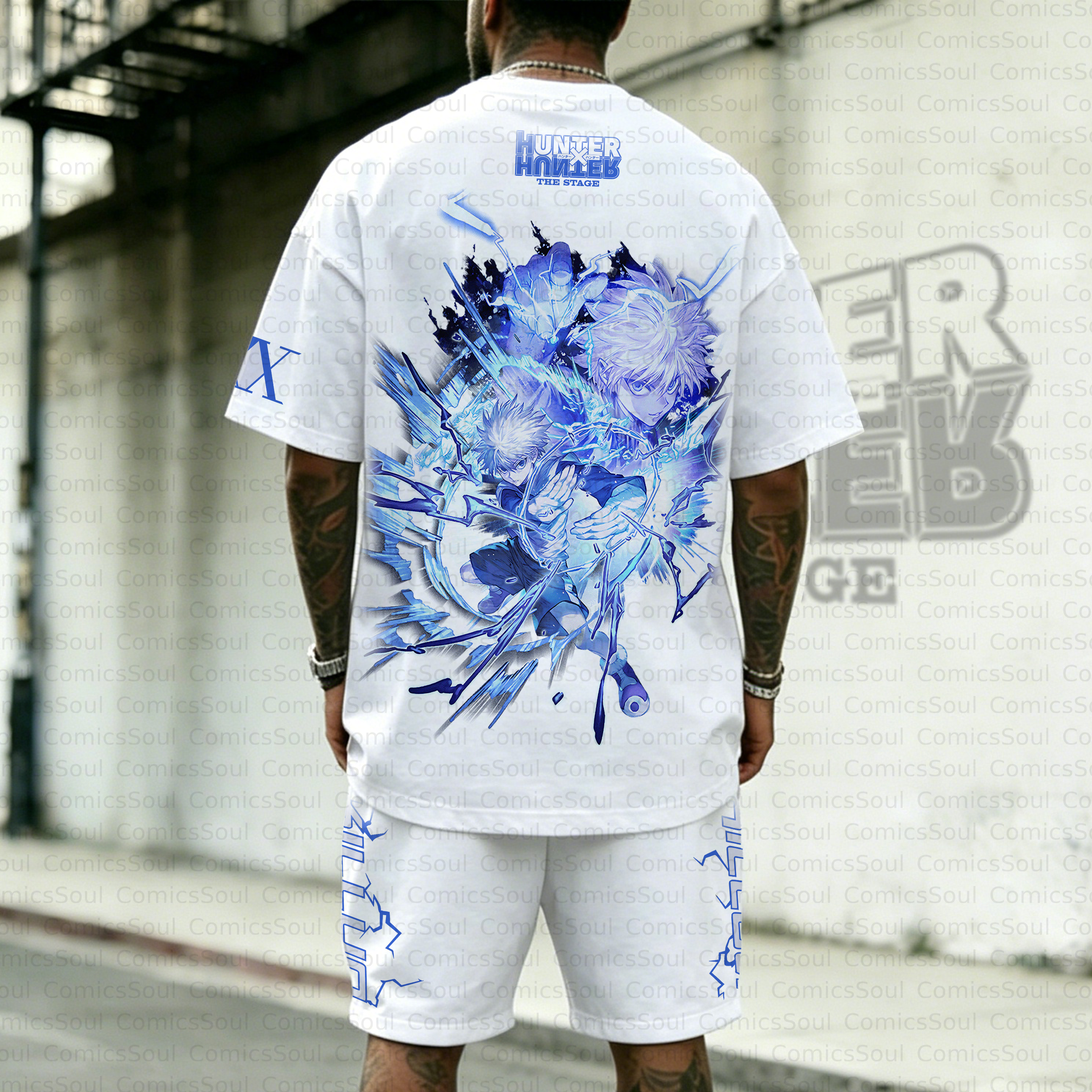 Unisex Anime Inspired Vintage T-shirt& Shorts 2 Pieces Set