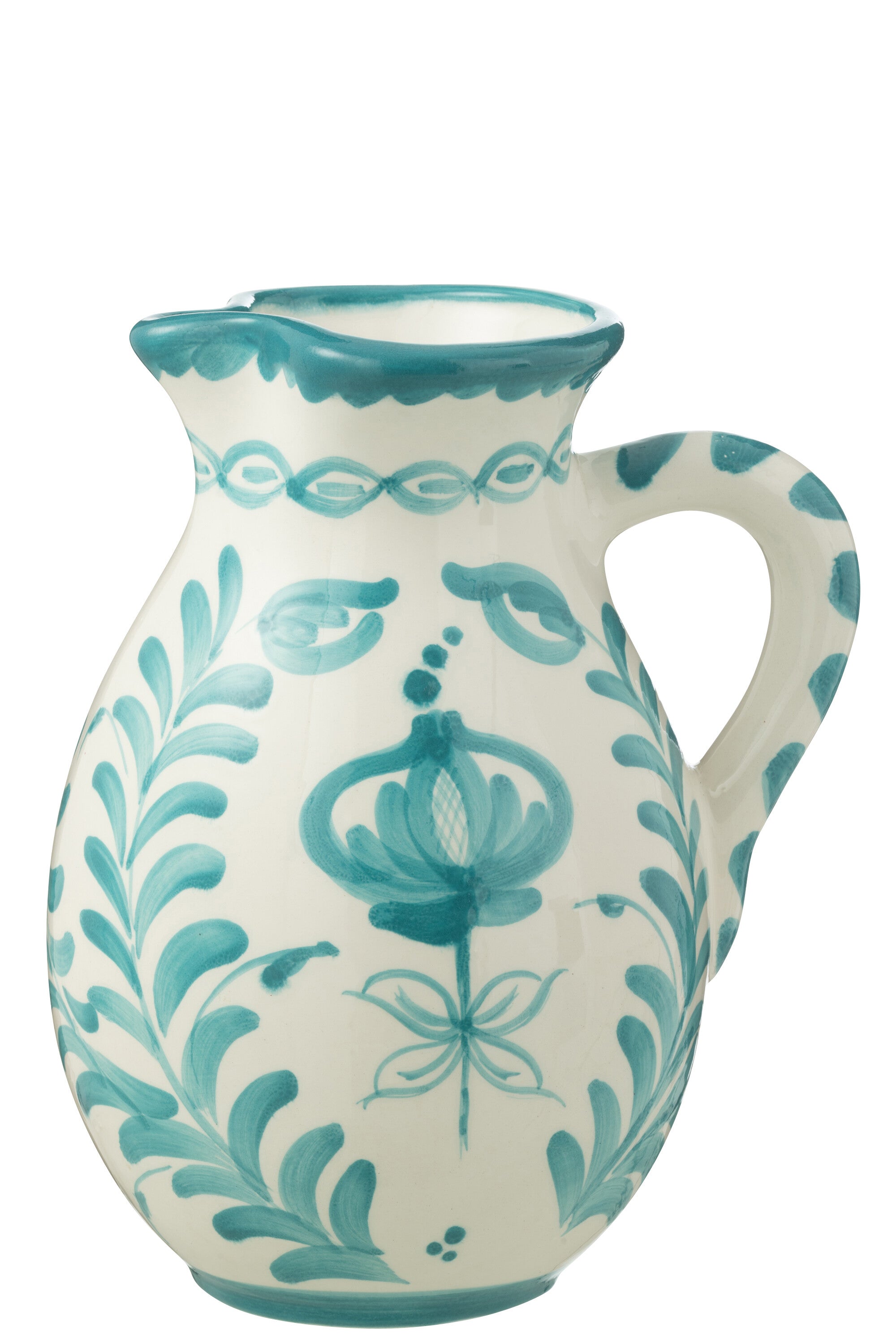 J-Line kruik Granada - keramiek - wit aqua - large