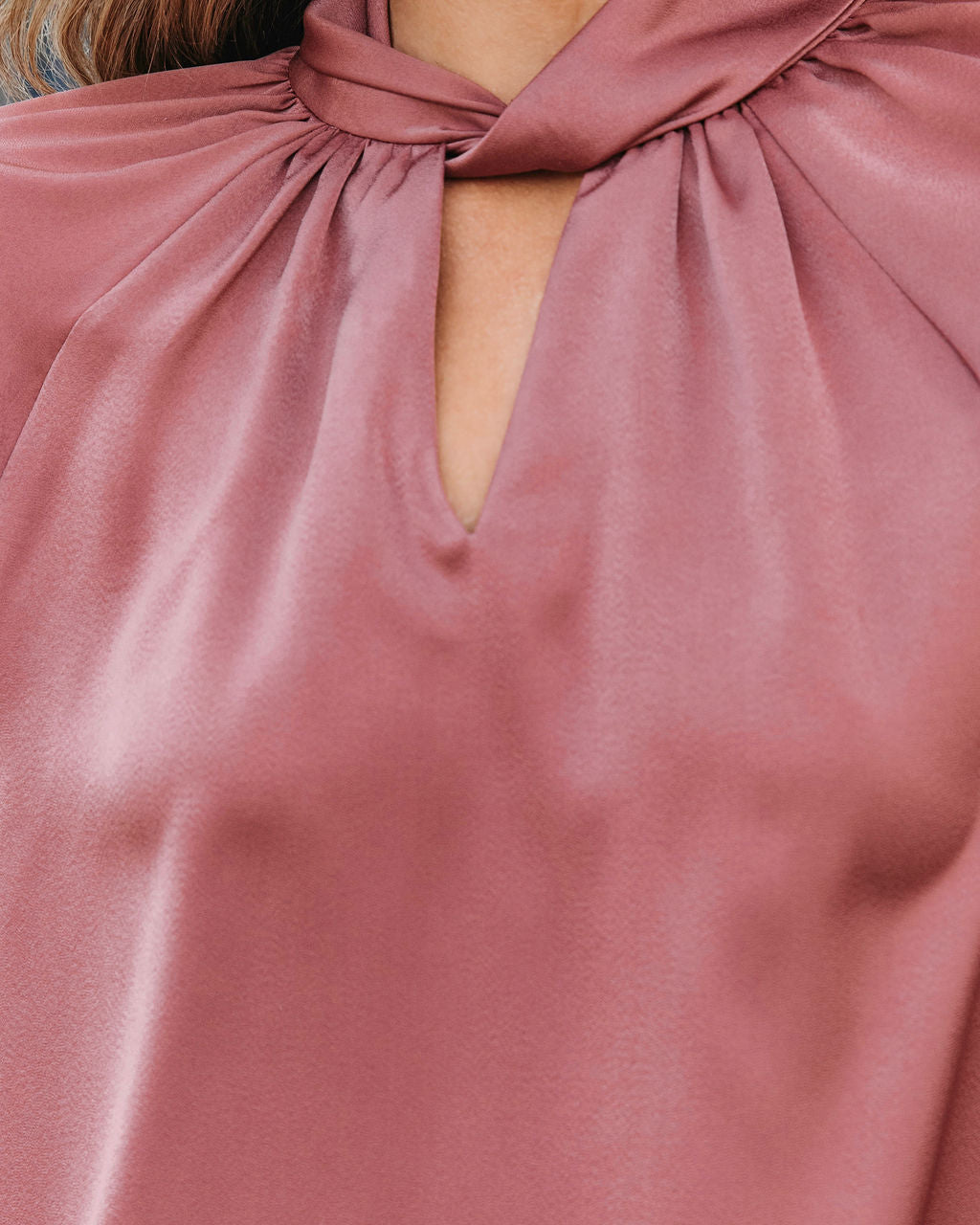 Overall Gratitude Satin Balloon Sleeve Top - Mocha - Se7enfashion