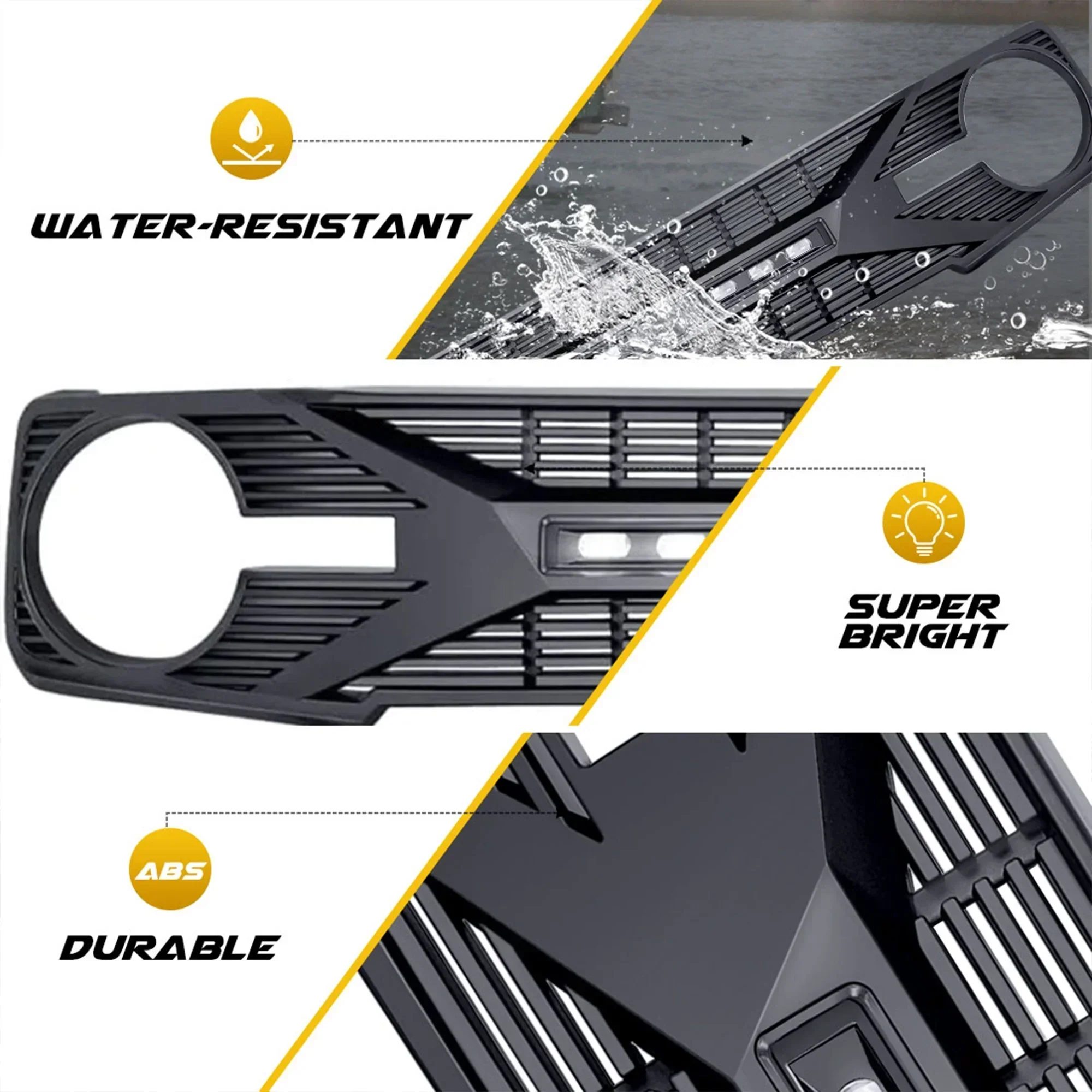 AMERICAN MODIFIED Tomahawk Grille With Lights for 2021-2024 Ford Bronco Without Front Camera - Matte Black - Image 6 AMERICAN MODIFIED Tomahawk Grille With Lights for 2021-2024 Ford Bronco Without Front Camera - Matte Black - Image 6