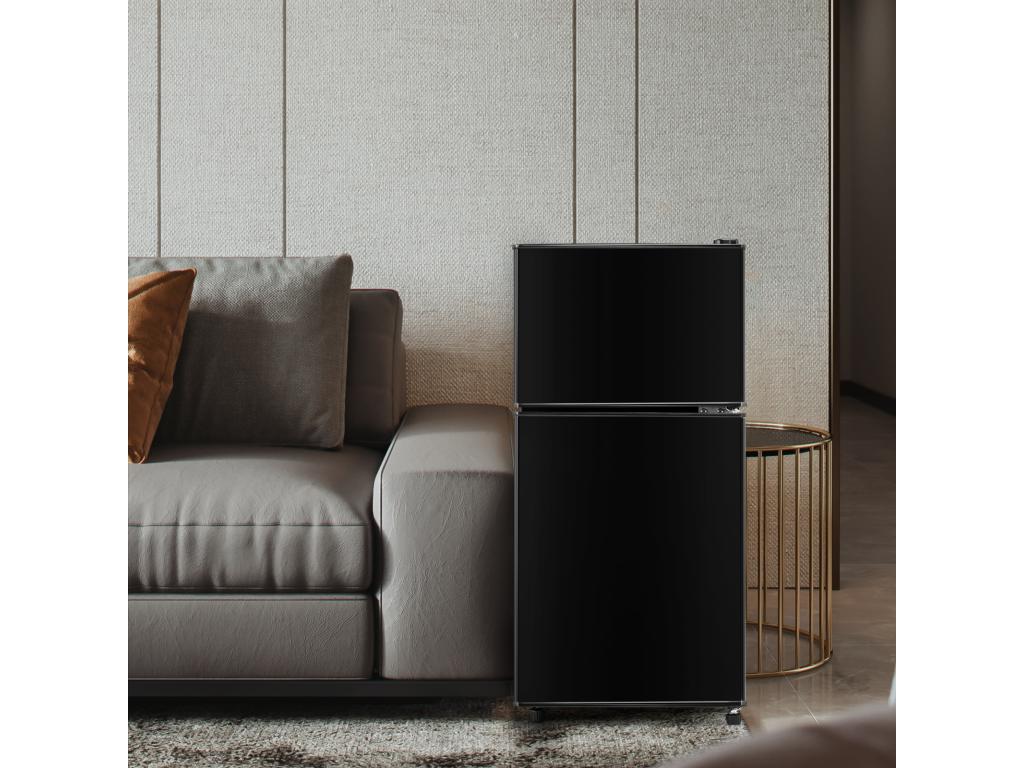 Minifrigorífico - Congelador 22L + Frigorífico 38L - 42x45,5x86,8cm - 172 kWh/año, luz LED - Clase F - Negro