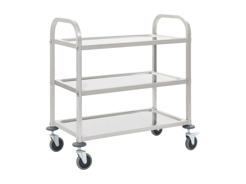 Carrito de cocina de 3 alturas 95x45x83,5 cm acero inoxidable