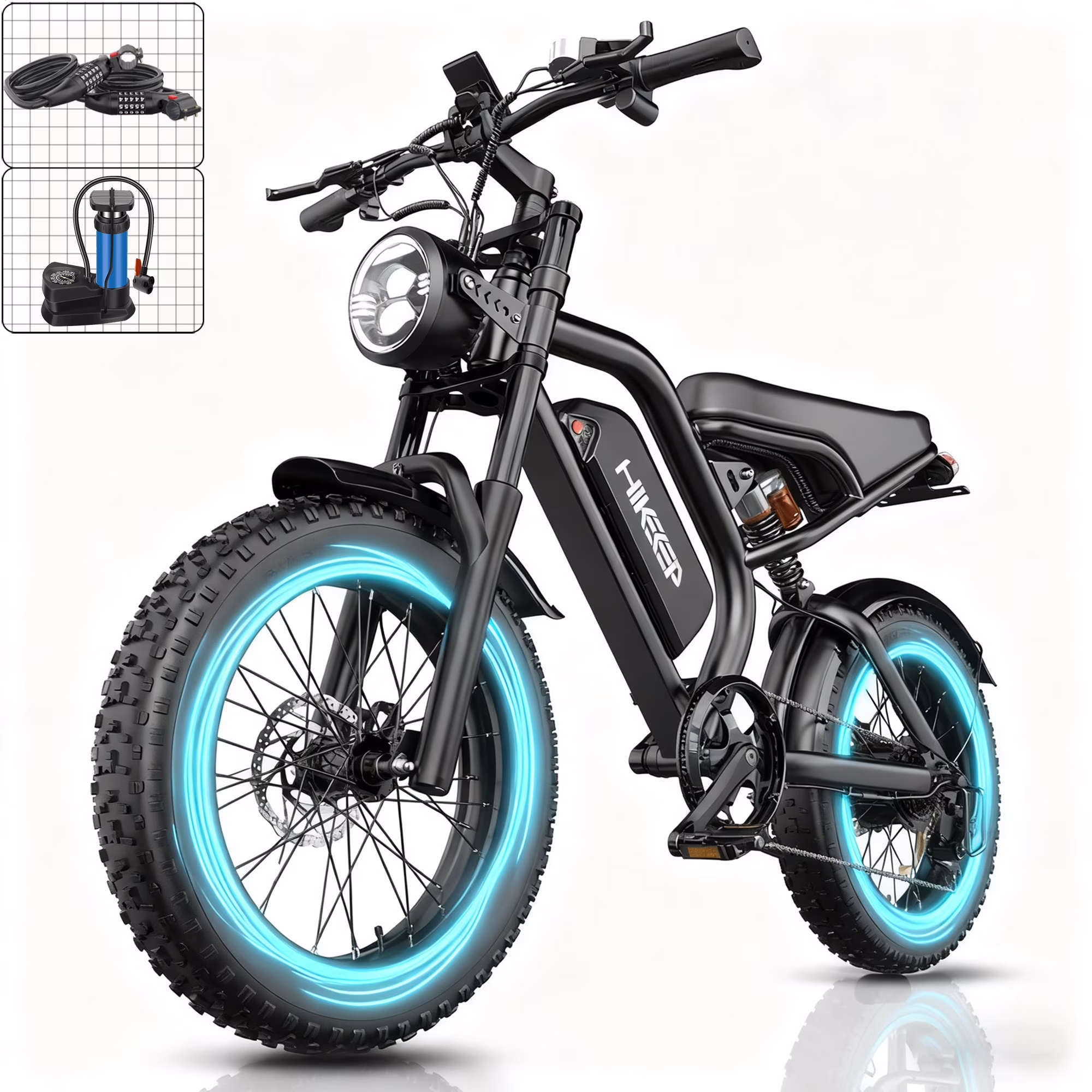 20" Fat Tire Electric Bike for Adults, 1500W Peak Adults Ebike, 48V 15ah Battery Electric Mountain Bike UL2849