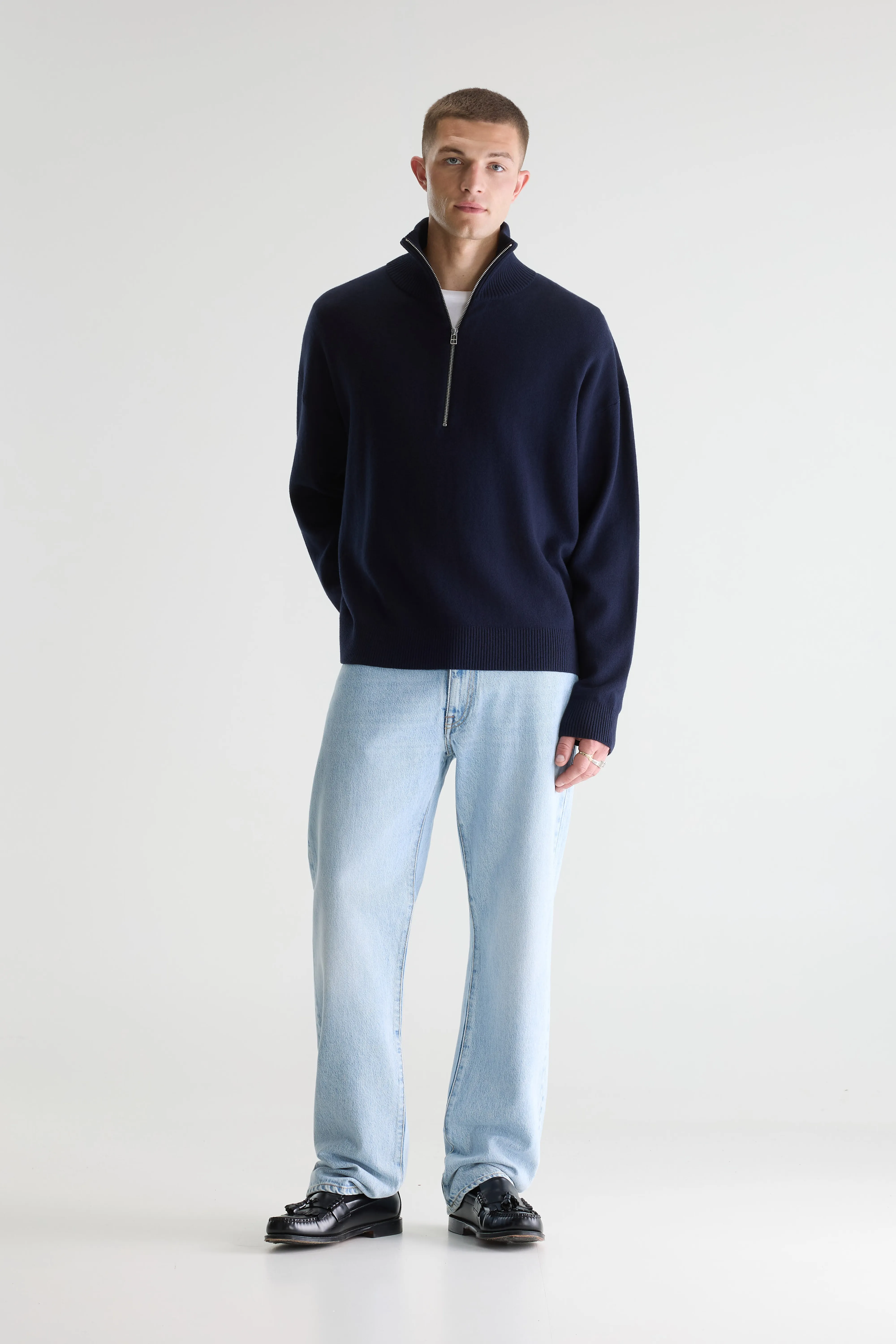 Bellerose Geoze zipped high neck sweater (261 / M / NAVY)
