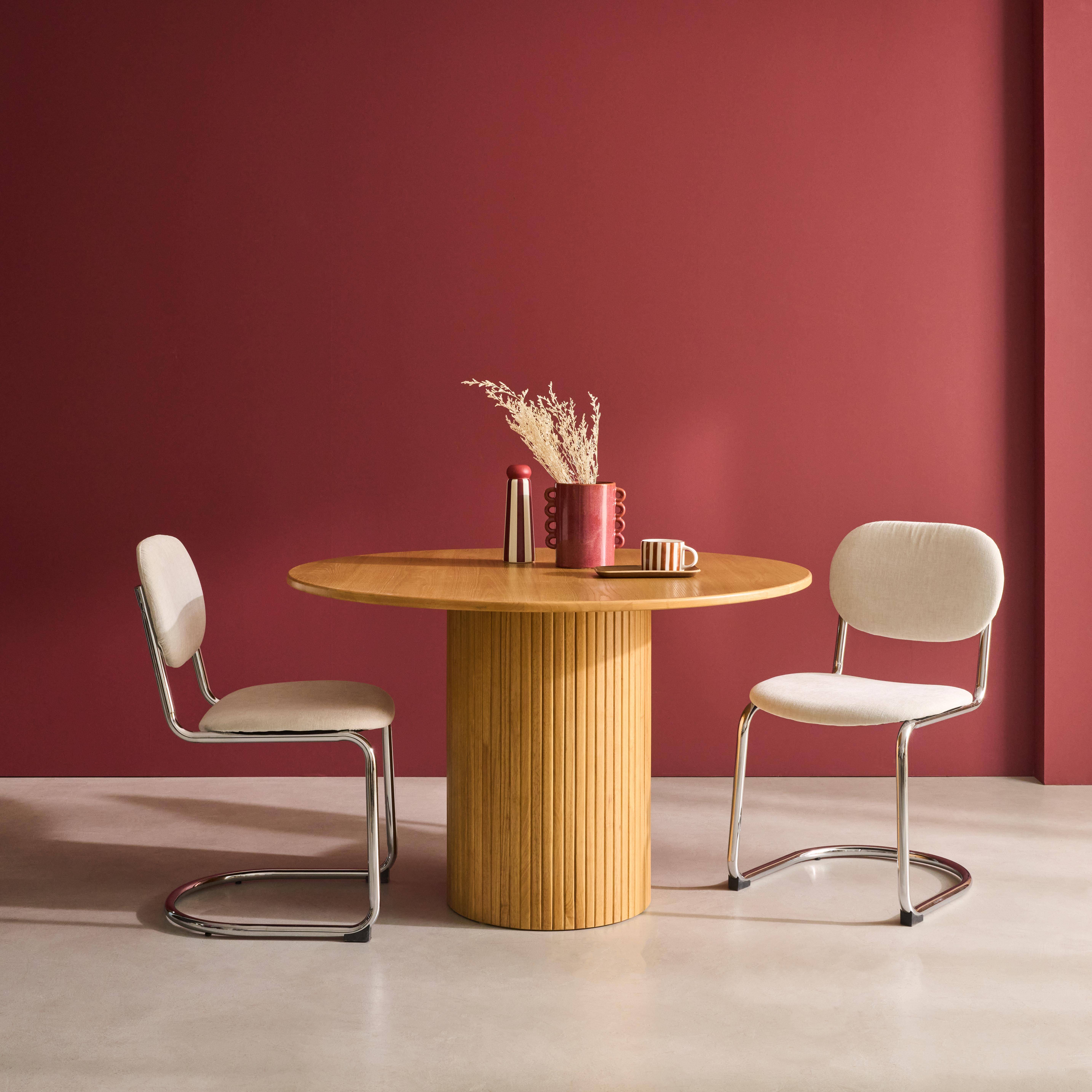 Estelle - Mesa de comedor redonda de madera, 4 plazas