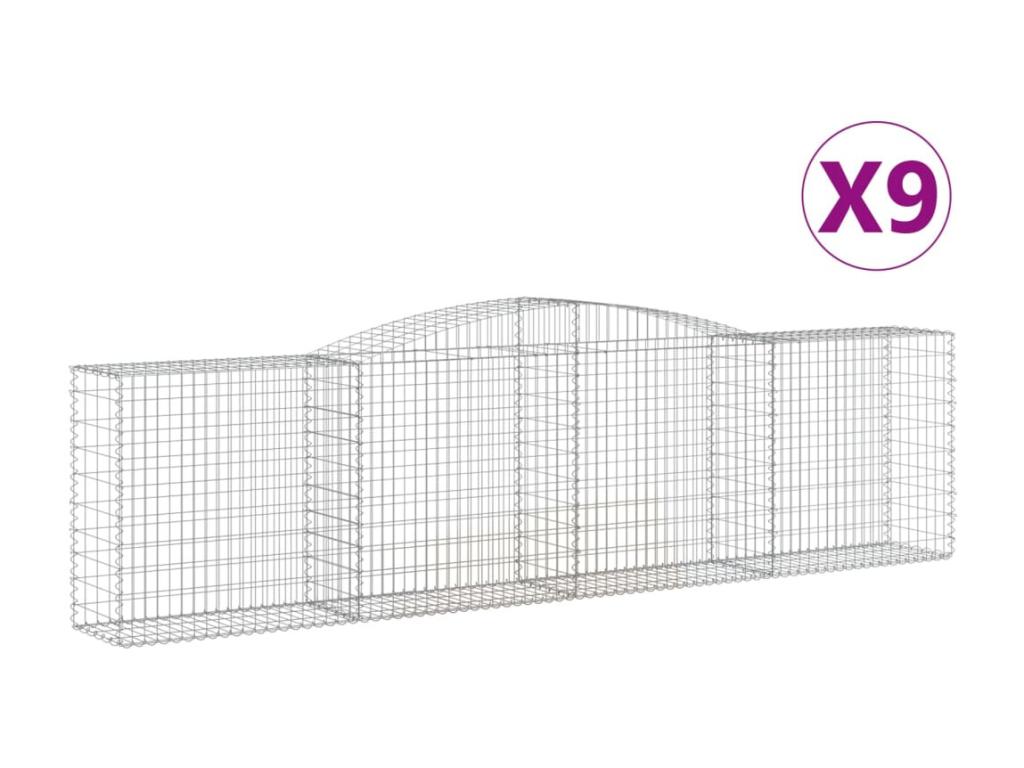 Cestas de gaviones arqueadas 9 piezas 400x50x100/120 cm Hierro galvanizado